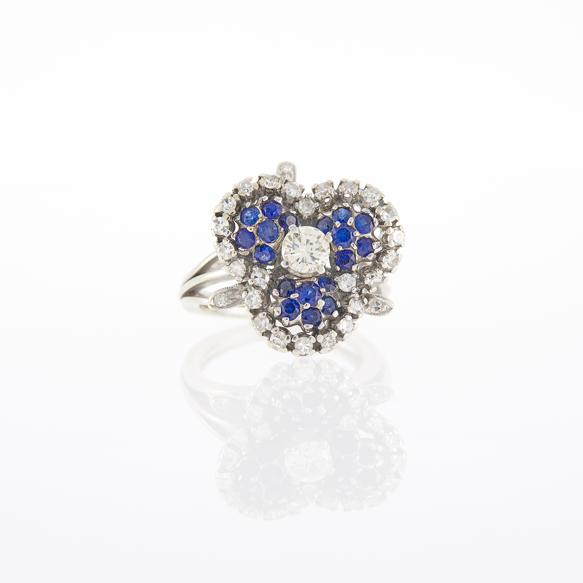 Lot image - White Gold, Sapphire and Diamond Ring