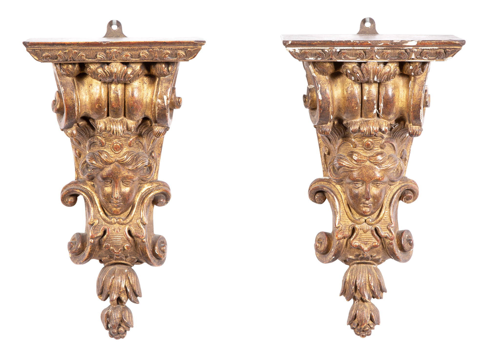 Lot image - Pair of Régence Style Giltwood Brackets