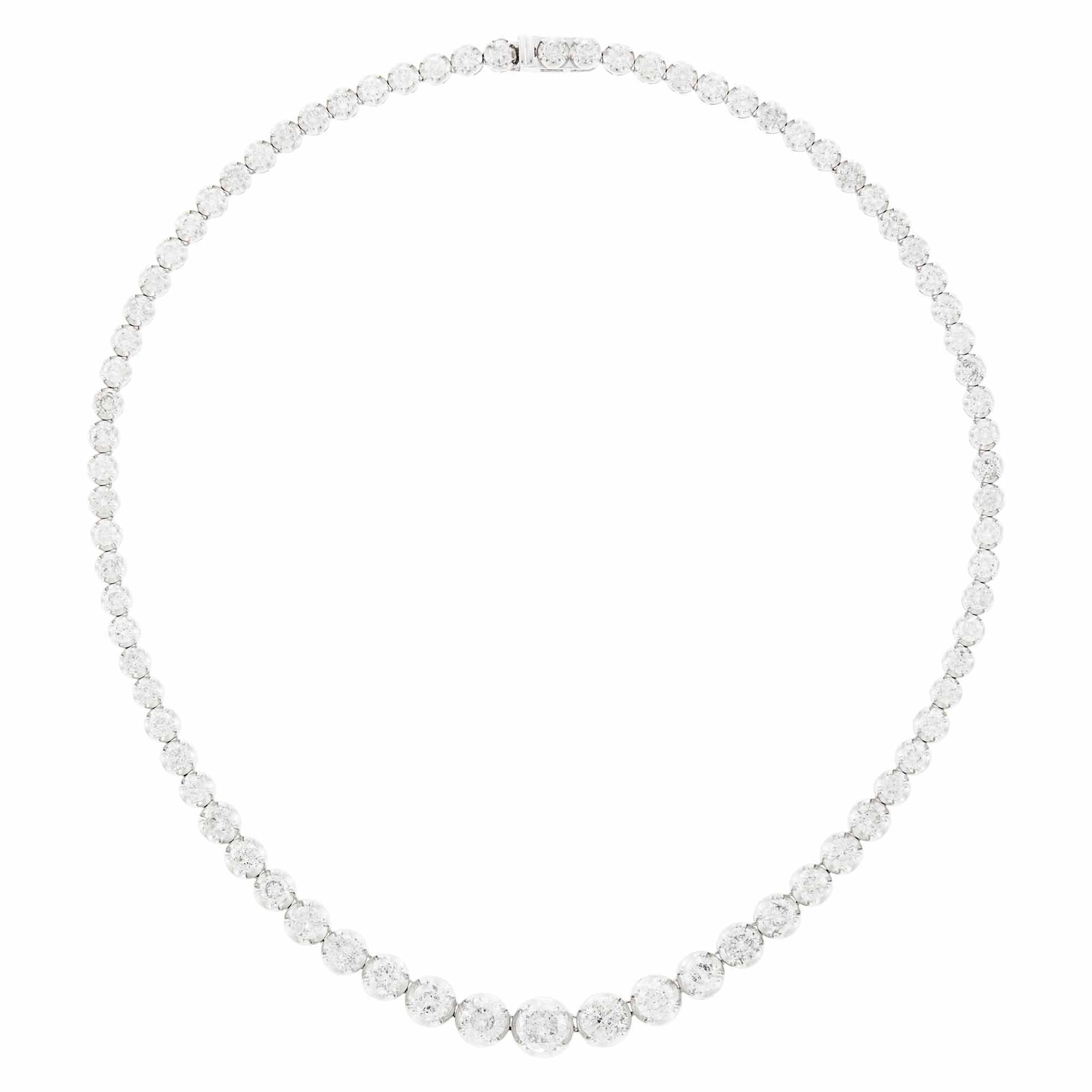 Lot image - White Gold and Diamond Necklace