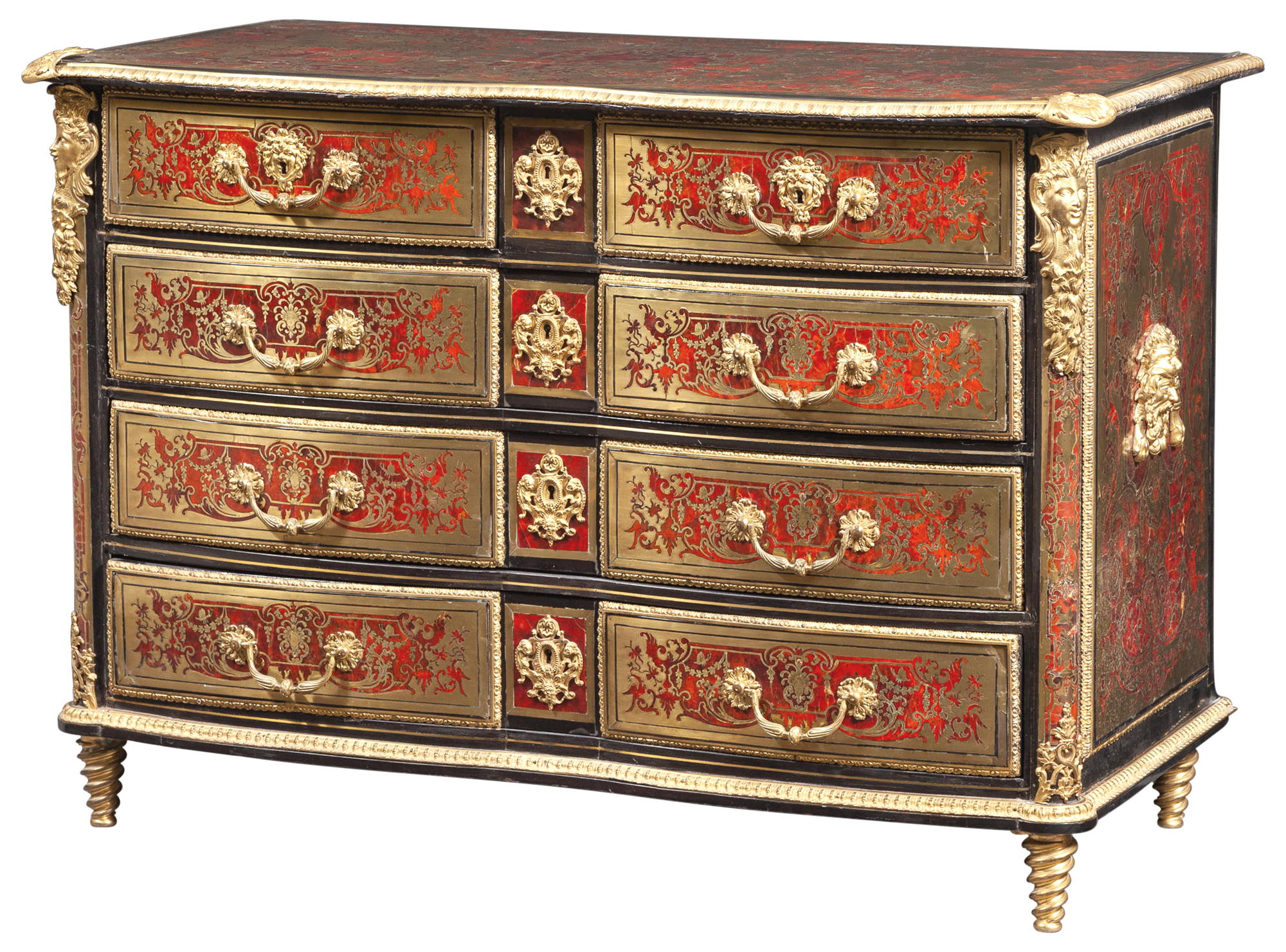 Lot image - Louis XIV Style Part Ebonized Gilt-Bronze Mounted Boulle Marquetry Commode