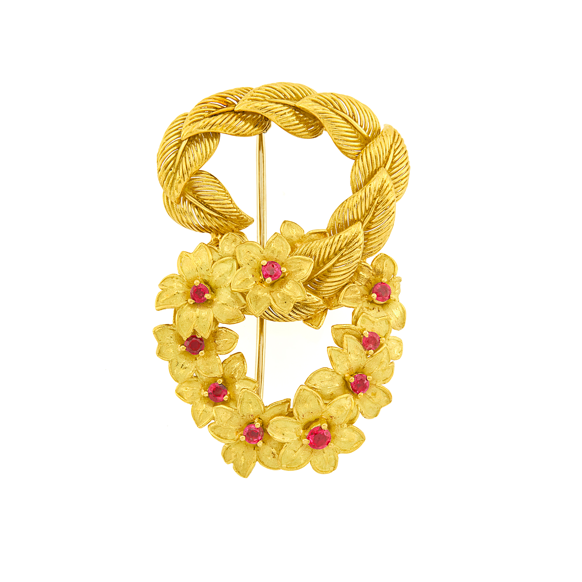 Lot image - Tiffany & Co. Gold and Ruby Brooch