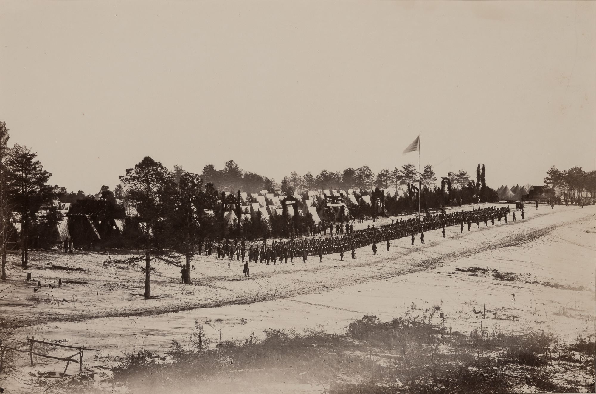Lot image - BRADY, MATHEW [attrib.] (1823-1896)  2nd Maine Infantry. Camp Jameson, Halls Hill. Va.,