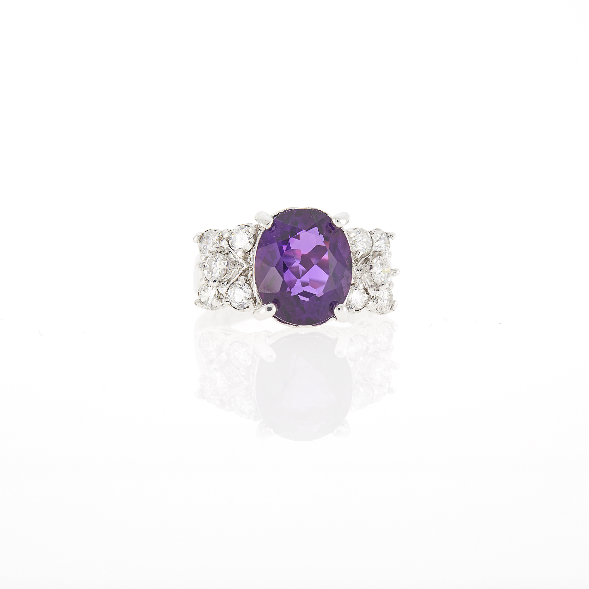 Lot image - White Gold, Amethyst and Diamond Ring