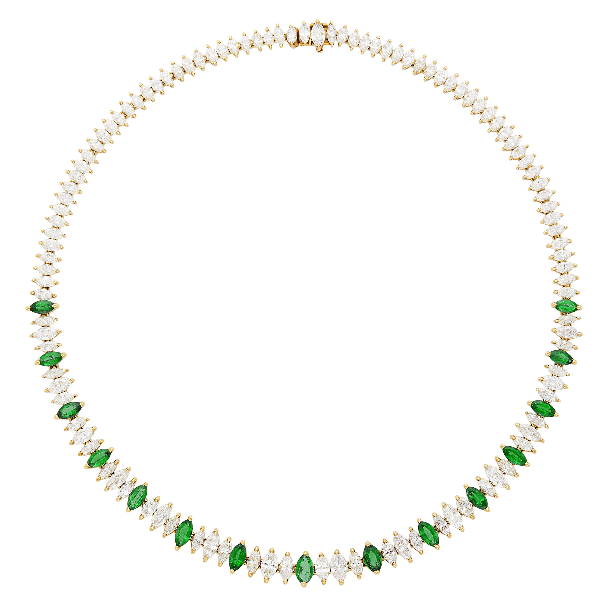 Lot image - Gold, Emerald and Diamond Necklace