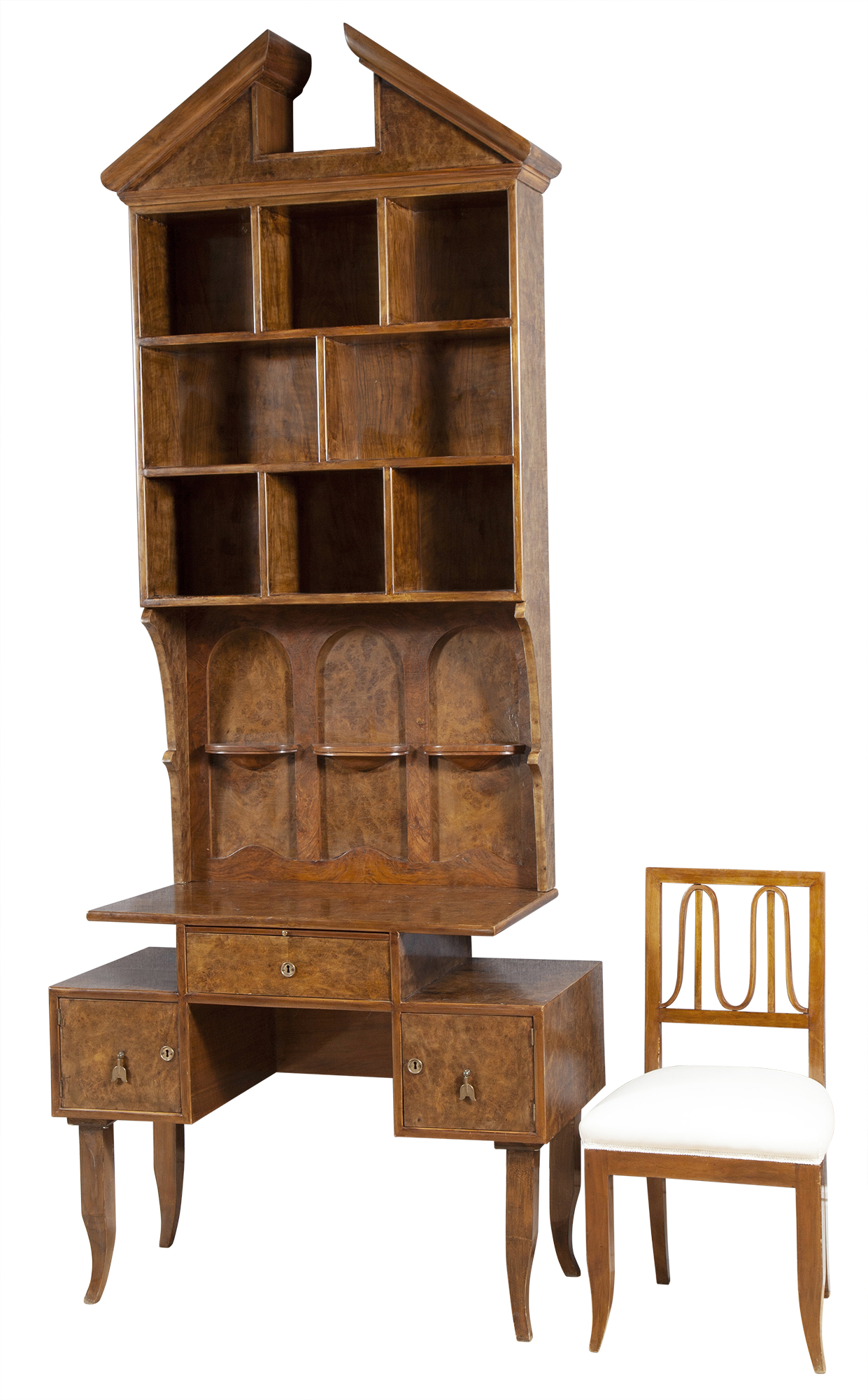 Lot image - Gio Ponti Walnut Secretaire and Chair