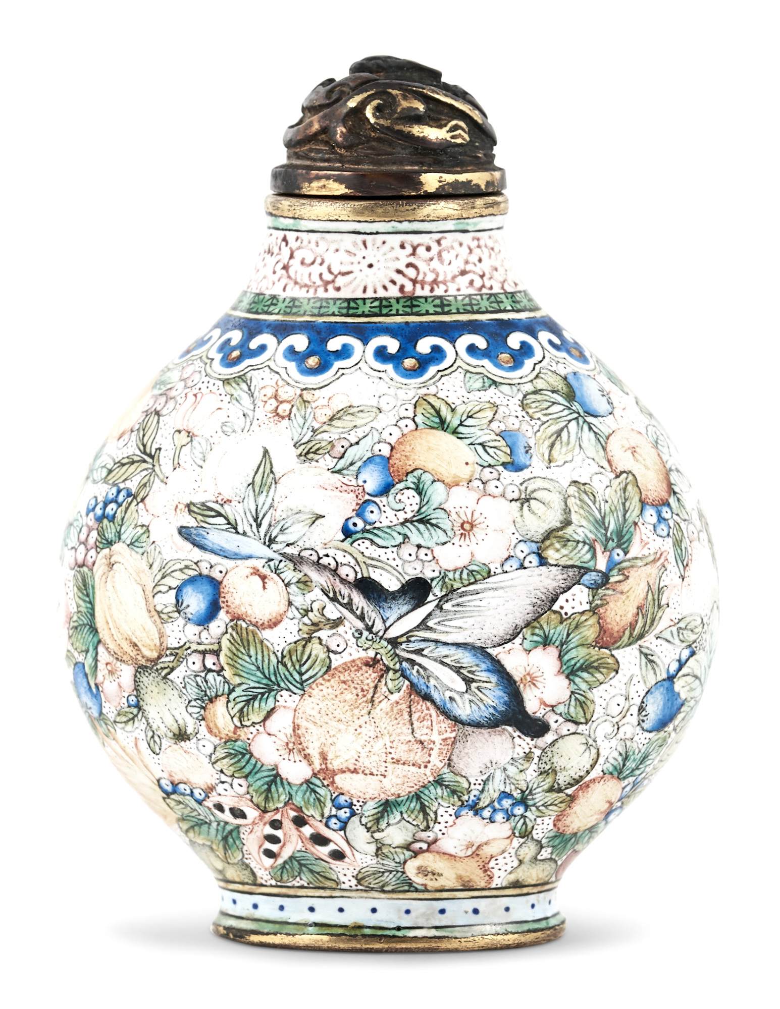 Lot image - A Fine Chinese Beijing Enamel Snuff Bottle