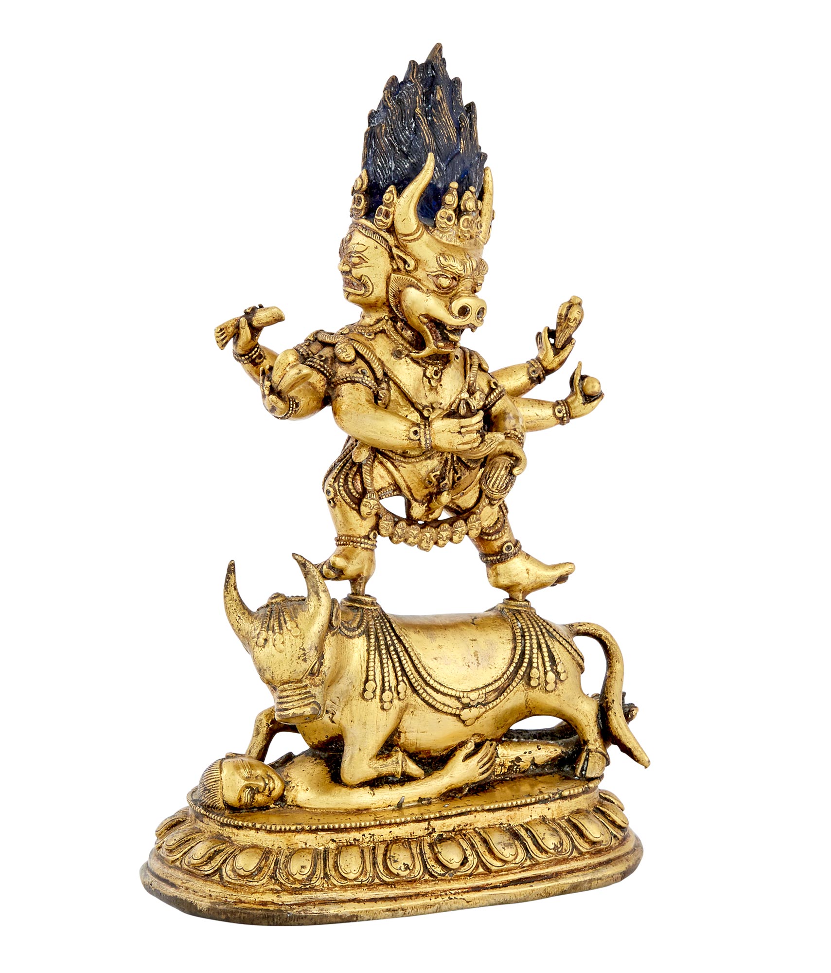 Lot image - Tibetan Gilt-Bronze Figure of Yamantaka