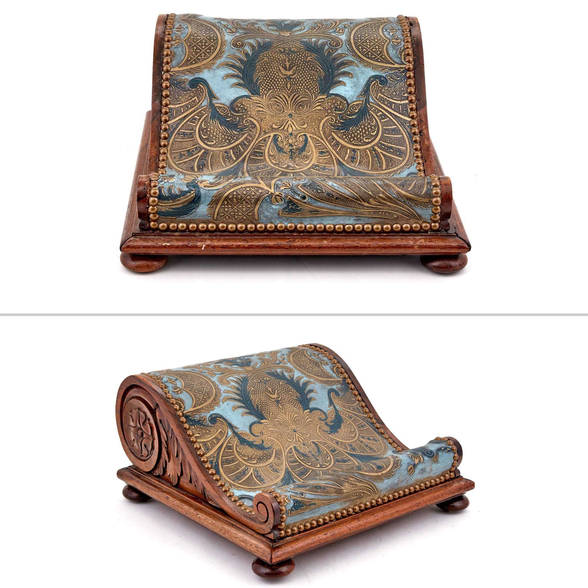 Lot image - Pair of George IV Leather-Upholstered Rosewood Footstools, after a design by George Smith