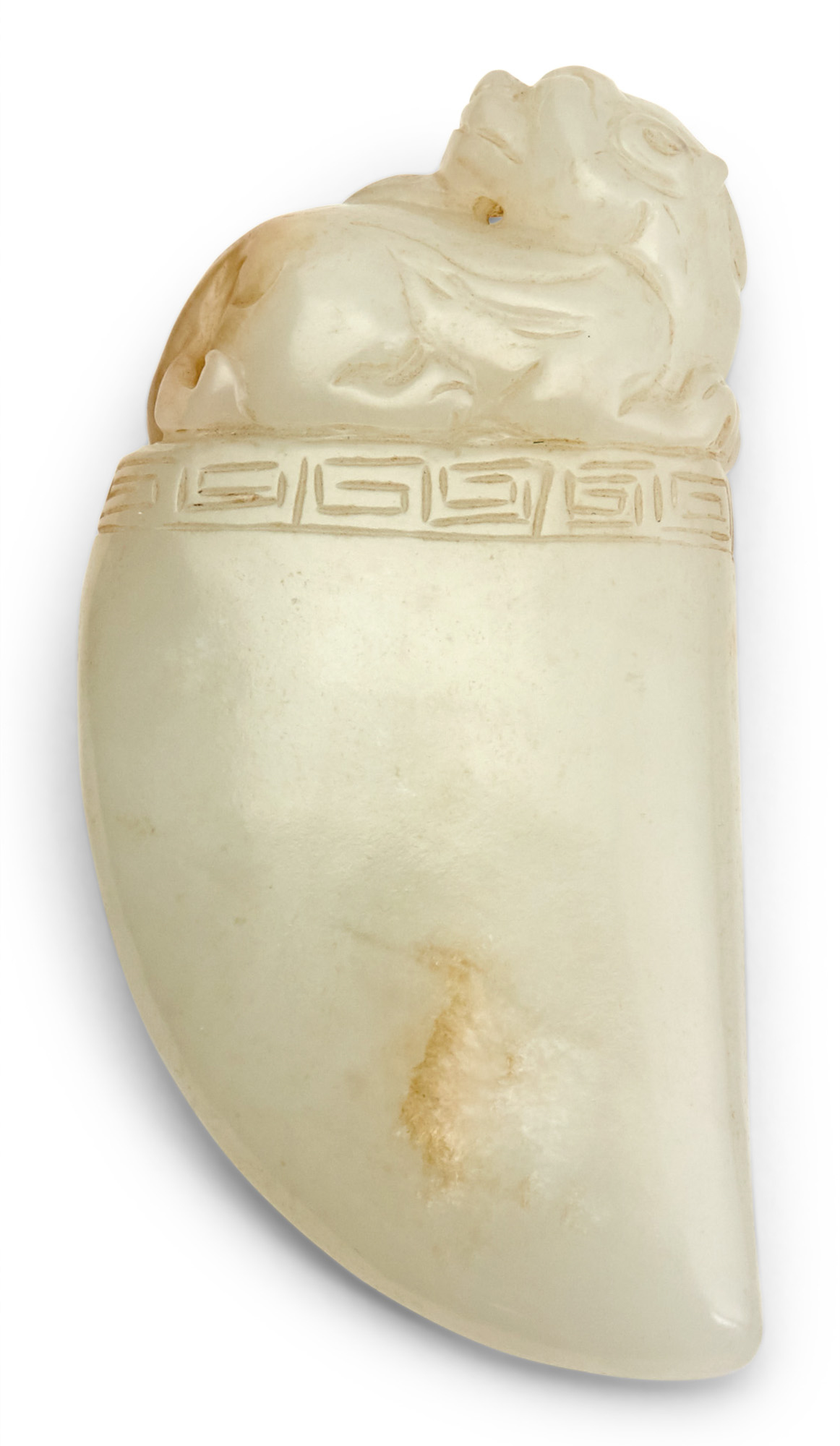 Lot image - A Chinese White Jade Blade-Form Pendant