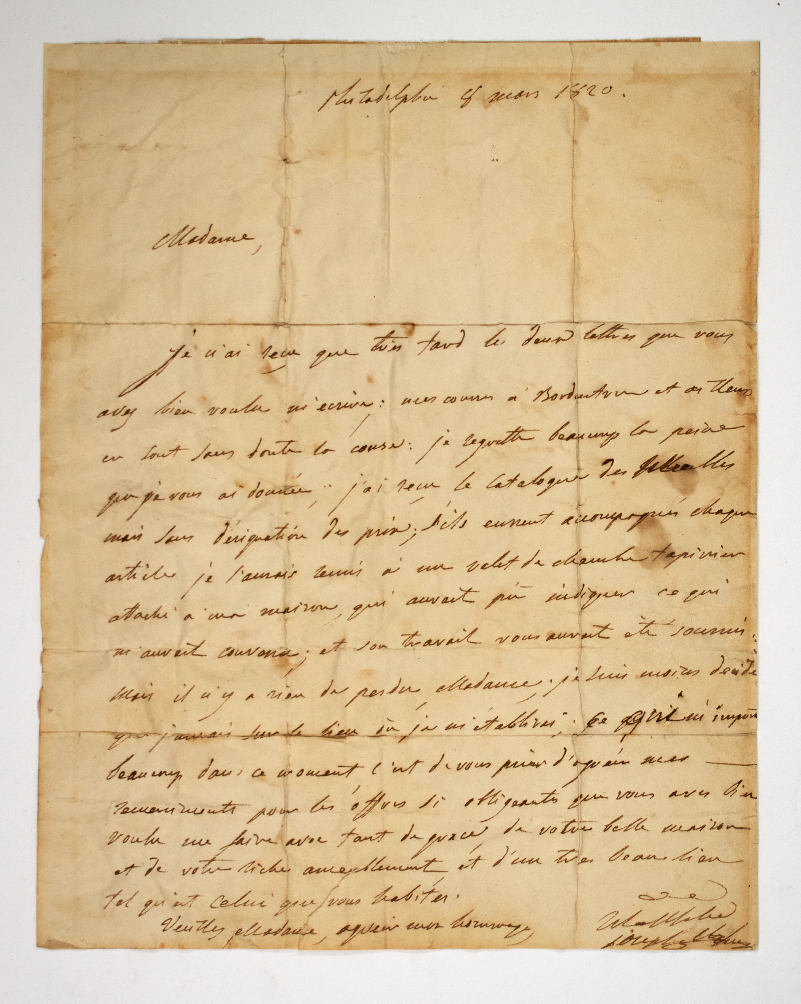 Lot image - BONAPARTE, JOSEPH  Autograph letter signed.