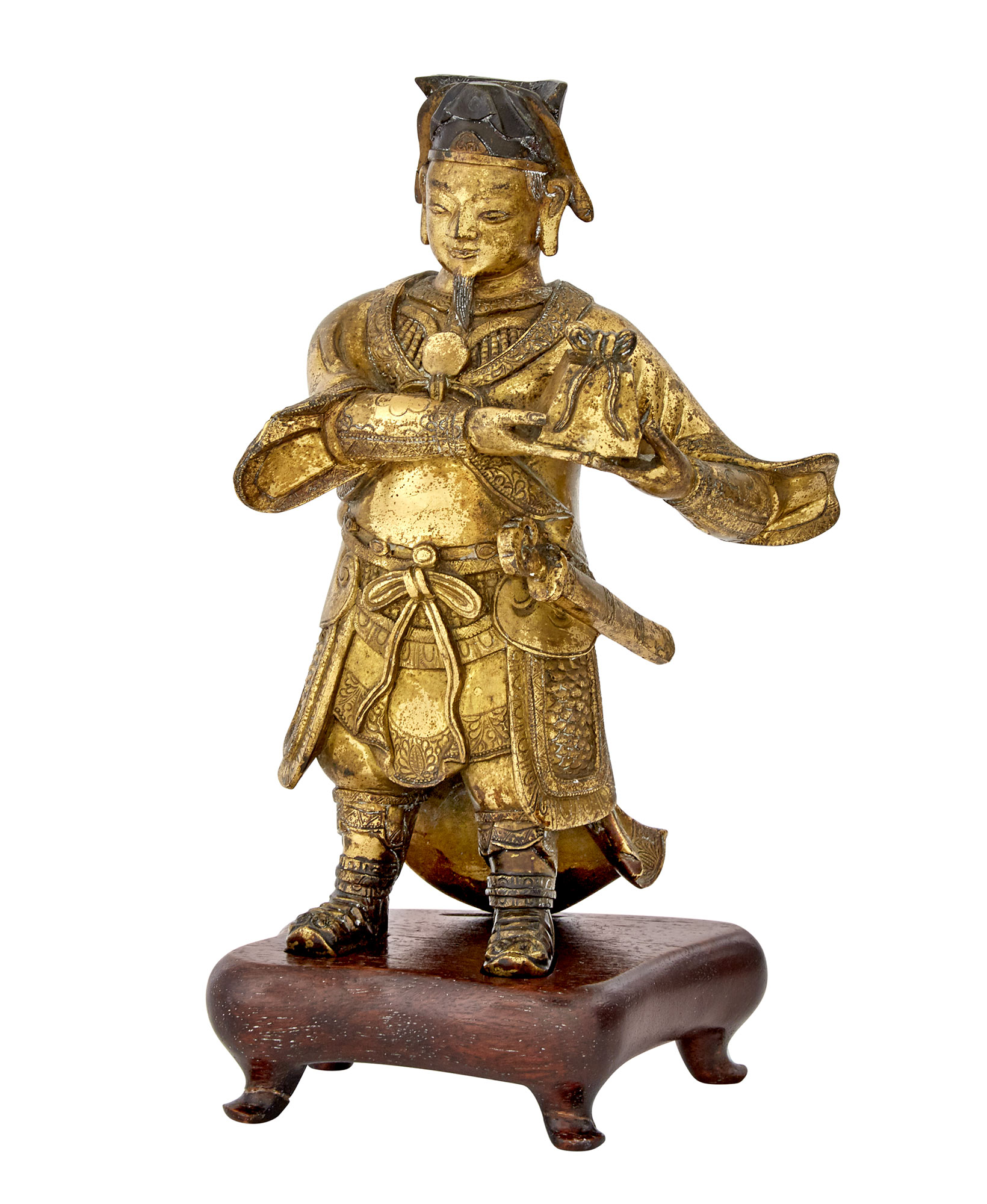 Lot image - Chinese Gilt-Bronze Figure of a Guardian