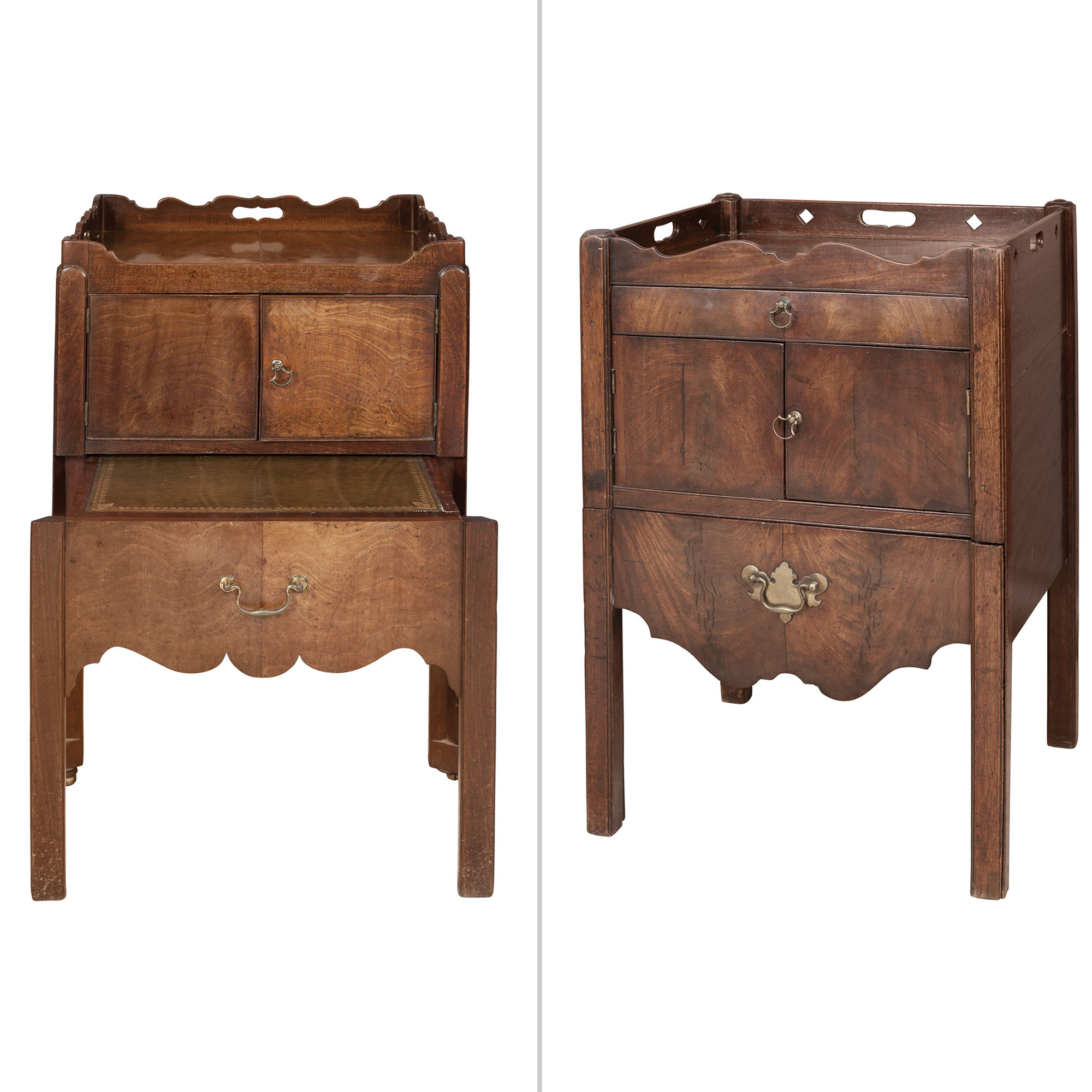 Lot image - Two Similar George III Mahogany Bedside Cabinets