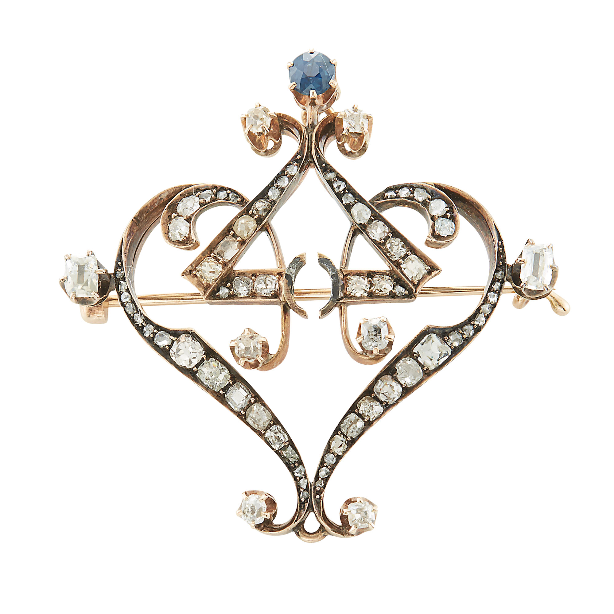 Lot image - Gold, Diamond and Sapphire Brooch