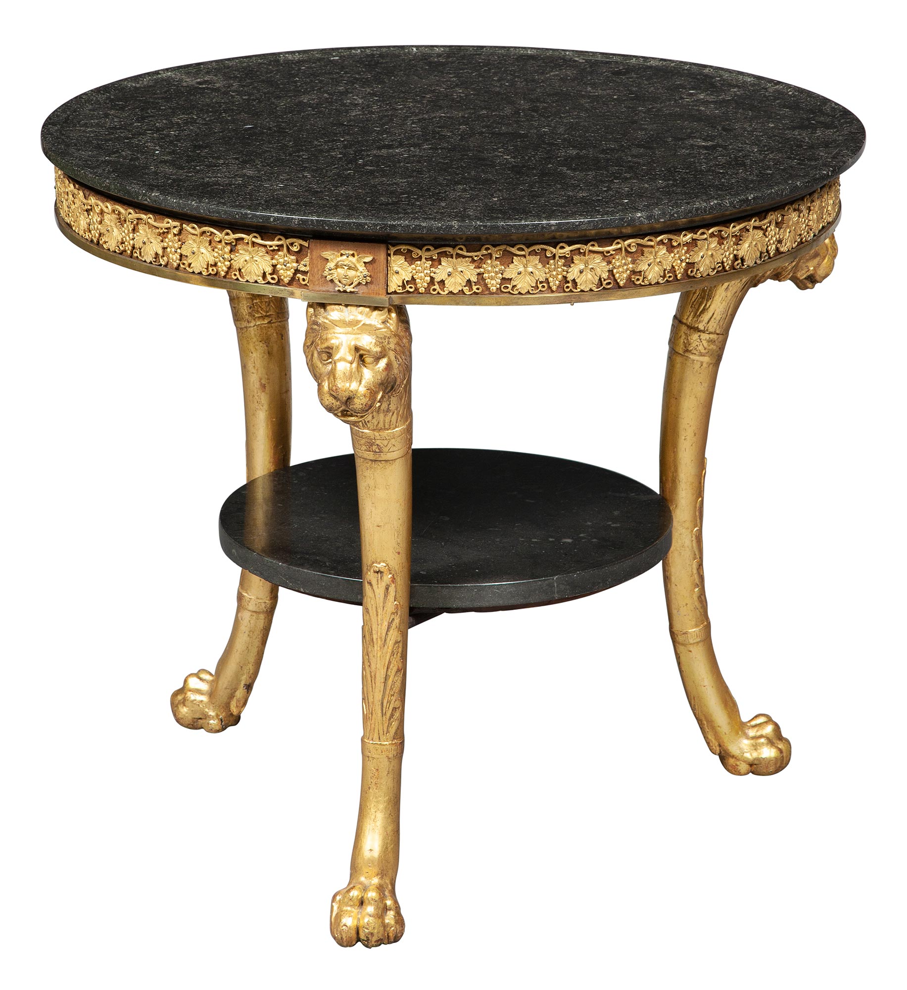 Lot image - Italian Neoclassical Ormolu-Mounted Mahogany and Parcel-Gilt Center Table