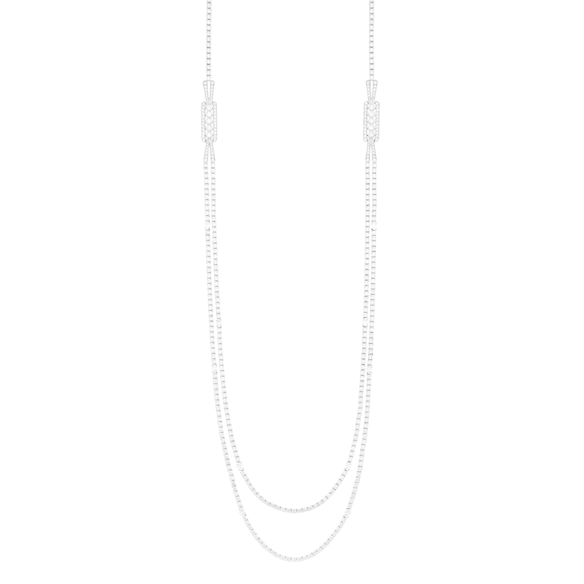 Lot image - Long White Gold and Diamond Swag Necklace