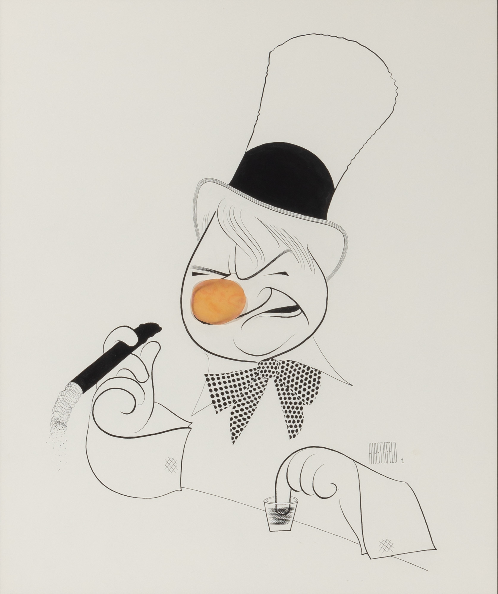 Lot image - AL HIRSCHFELD (1903-2003)  Original pen and ink portrait of W.C. Fields.