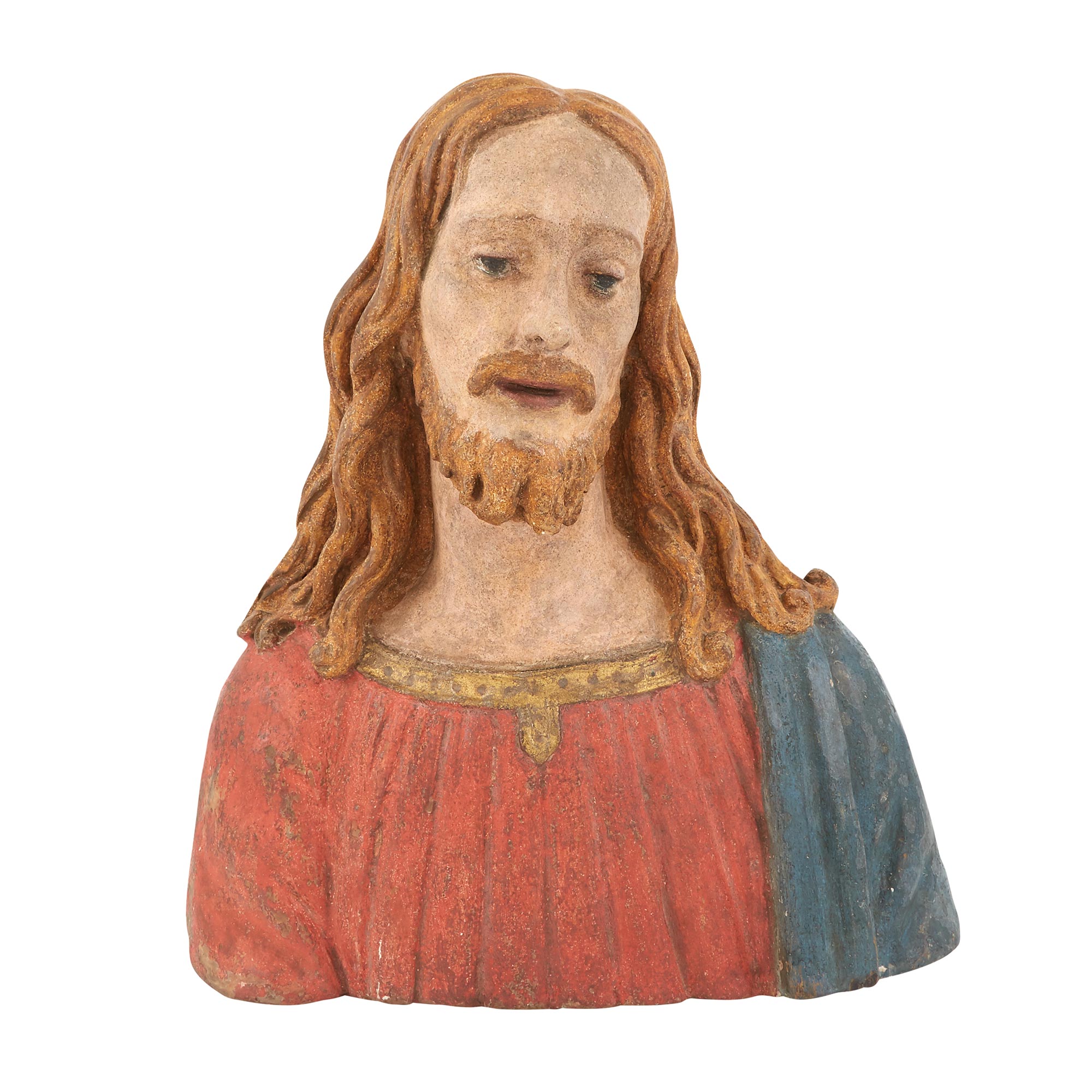 Lot image - Italian Painted Terracotta Bust of Christ