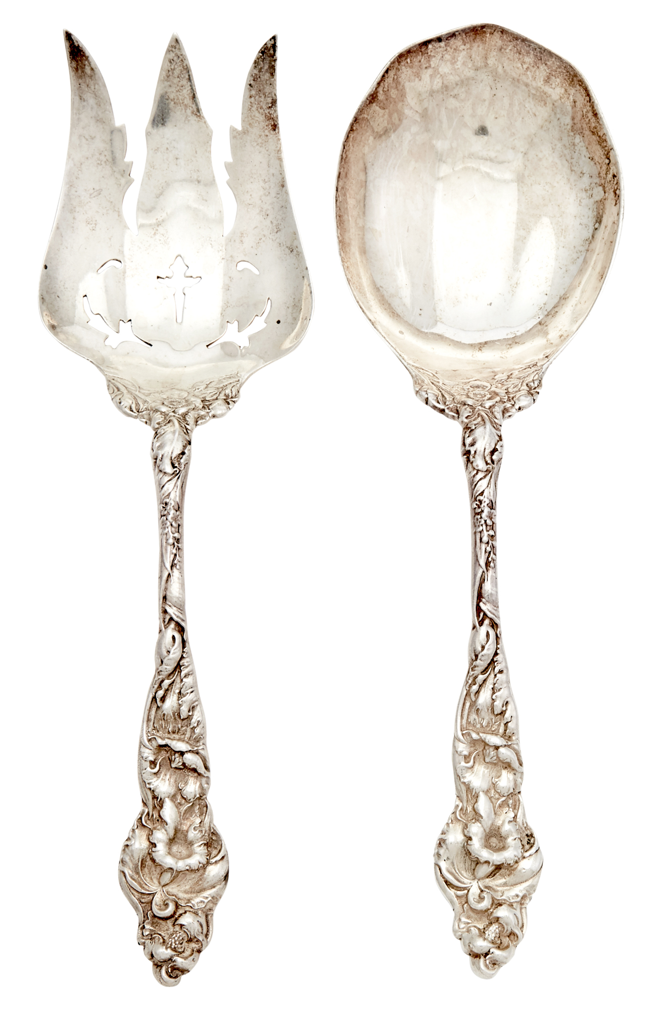 Lot image - Pair of Sterling Silver Salad Servers