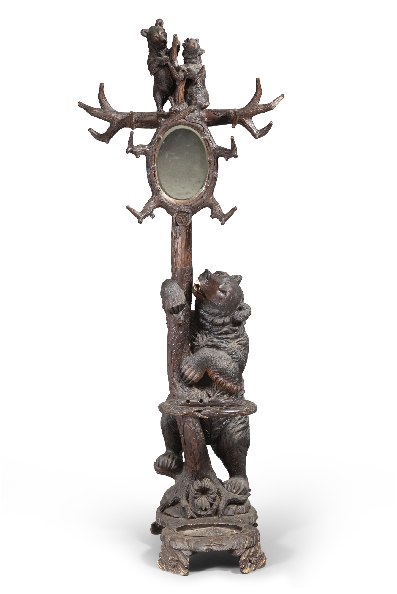 Lot image - Black Forest Carved Wood Hall Tree