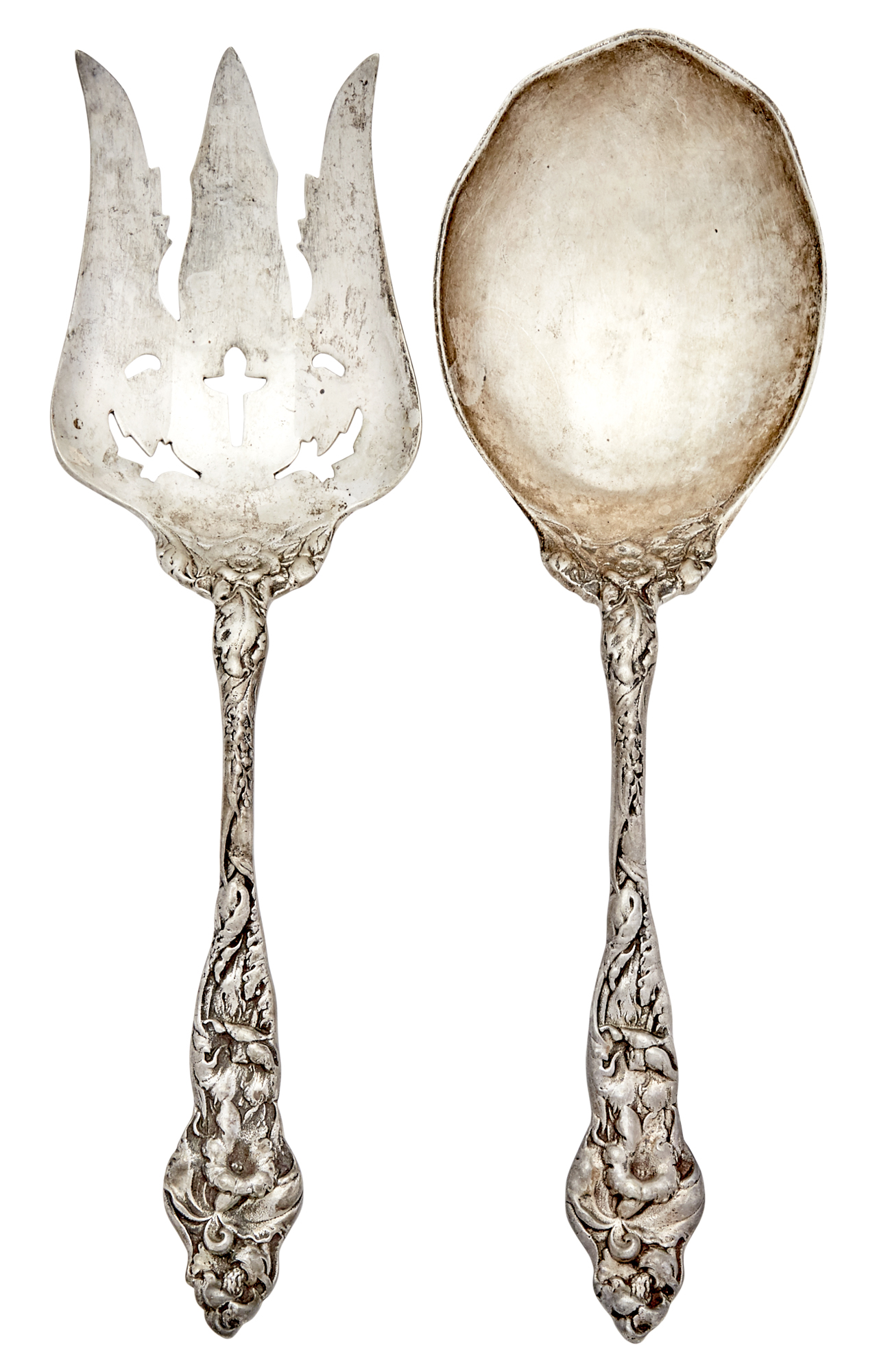 Lot image - Pair of Sterling Silver Salad Servers
