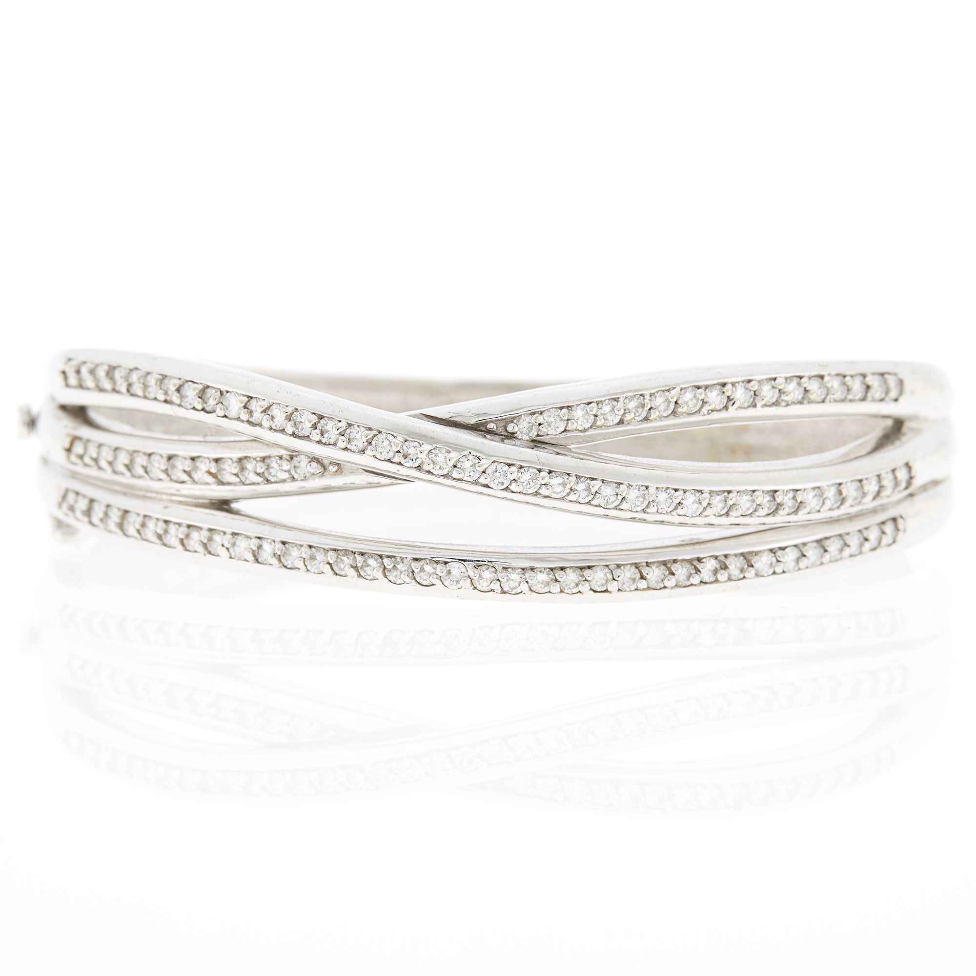 Lot image - White Gold and Diamond Bangle Bracelet