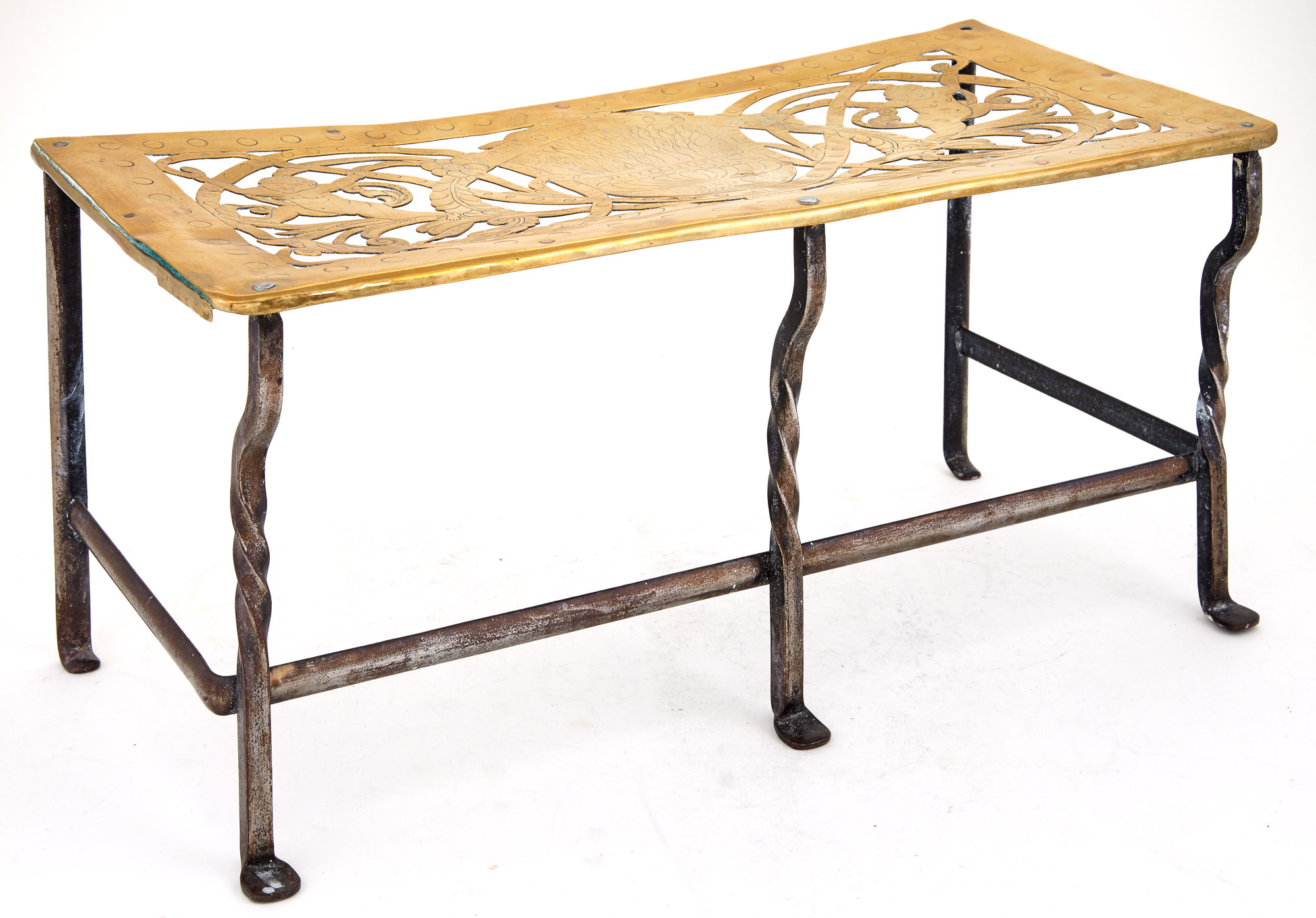 Lot image - George III Brass and Wrought-Iron Footman