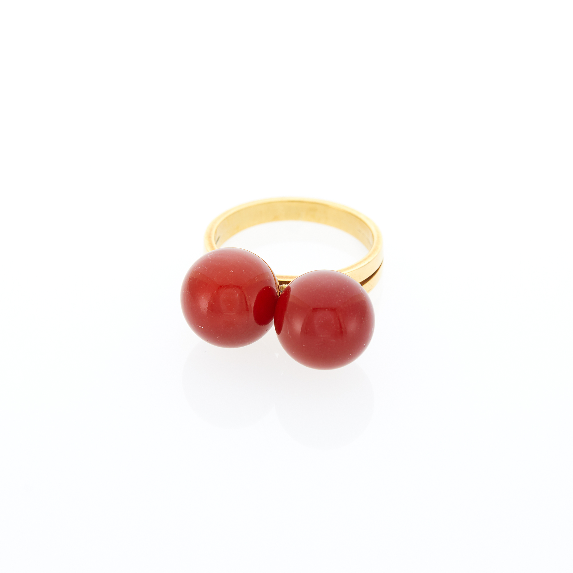 Lot image - De Percin for Cartier Gold and Carnelian Bead Ring, France