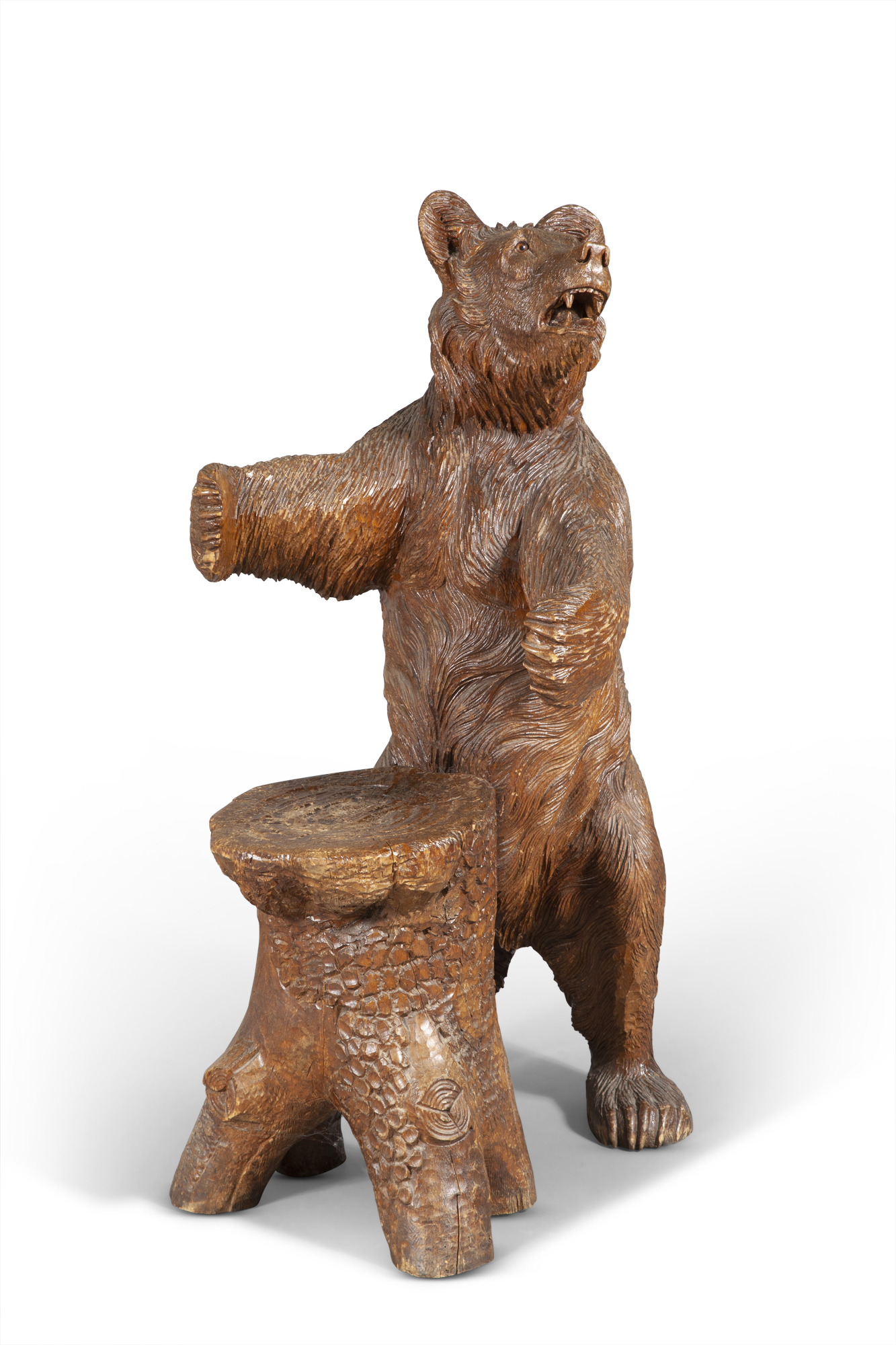 Lot image - Black Forest Carved Wood Chair