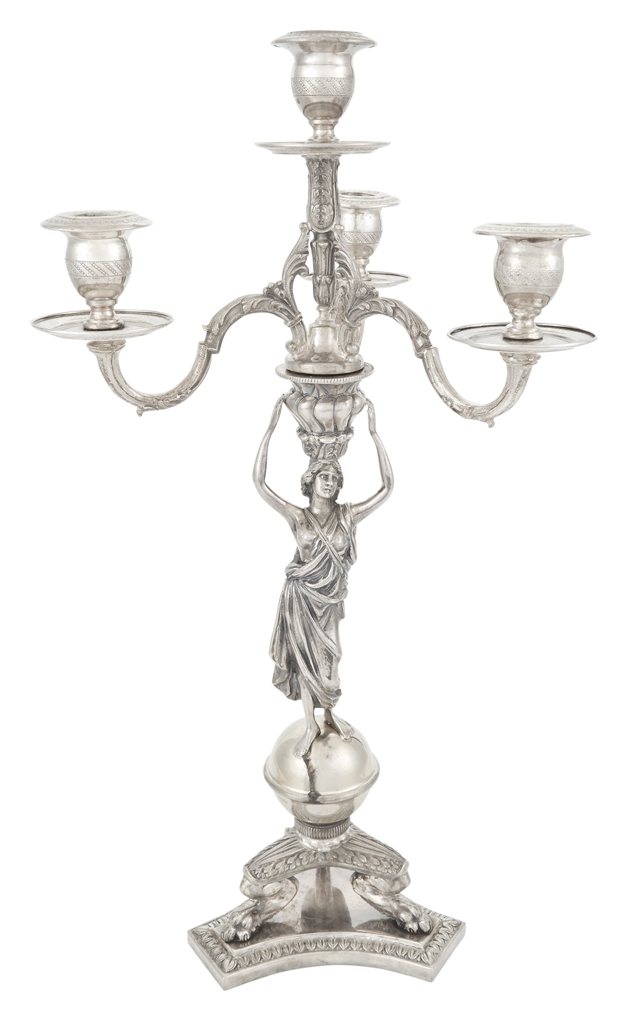 Lot image - Italian Silver Figural Four-Light Candelabrum