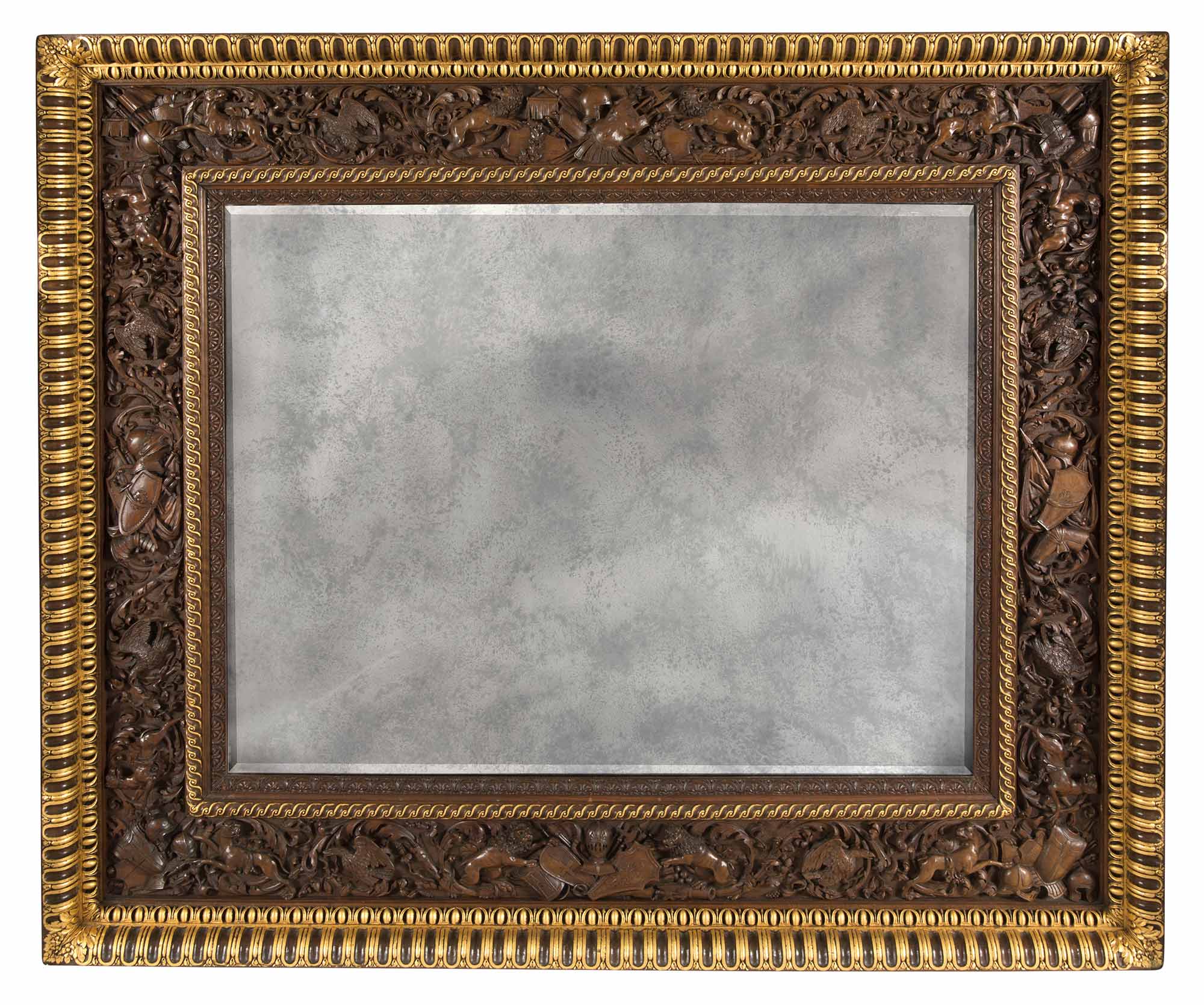 Lot image - Italian Walnut and Parcel-Gilt Mirror by Angiolo Barbetti