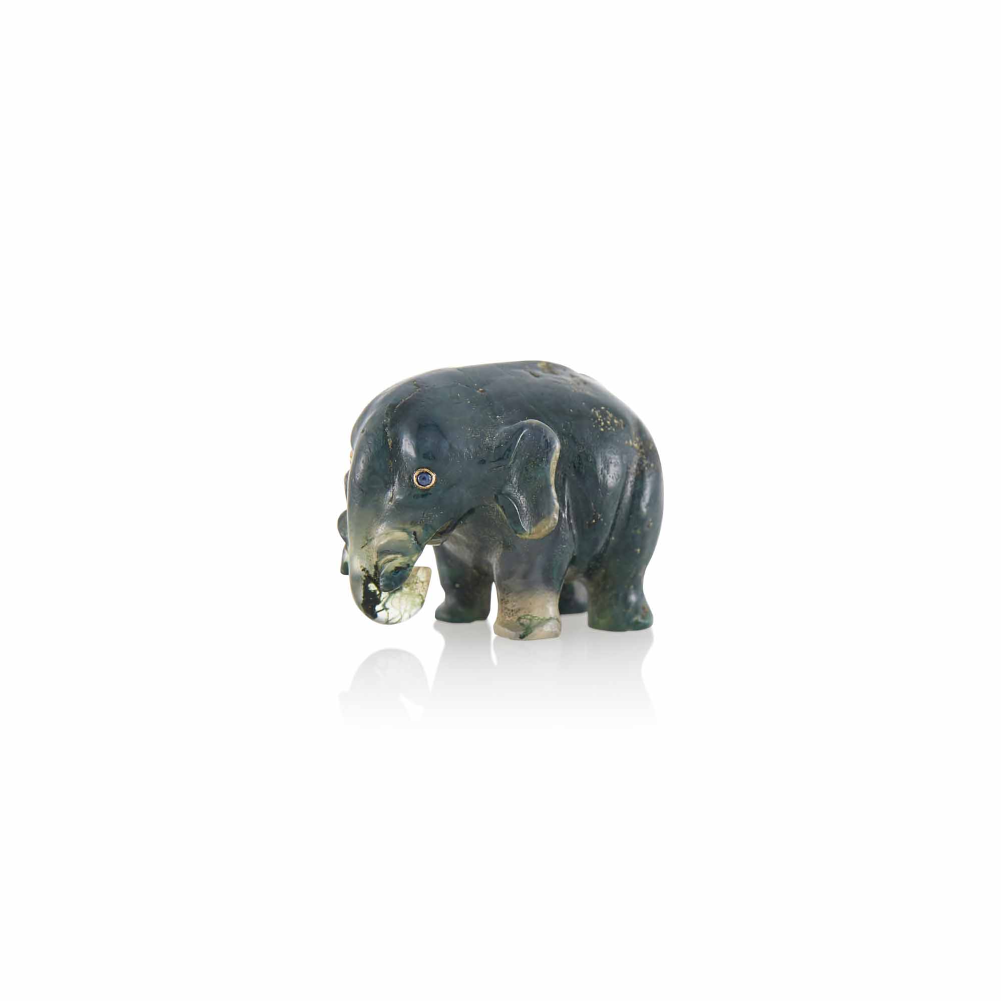 Lot image - Fabergé Moss Agate Model of an Elephant
