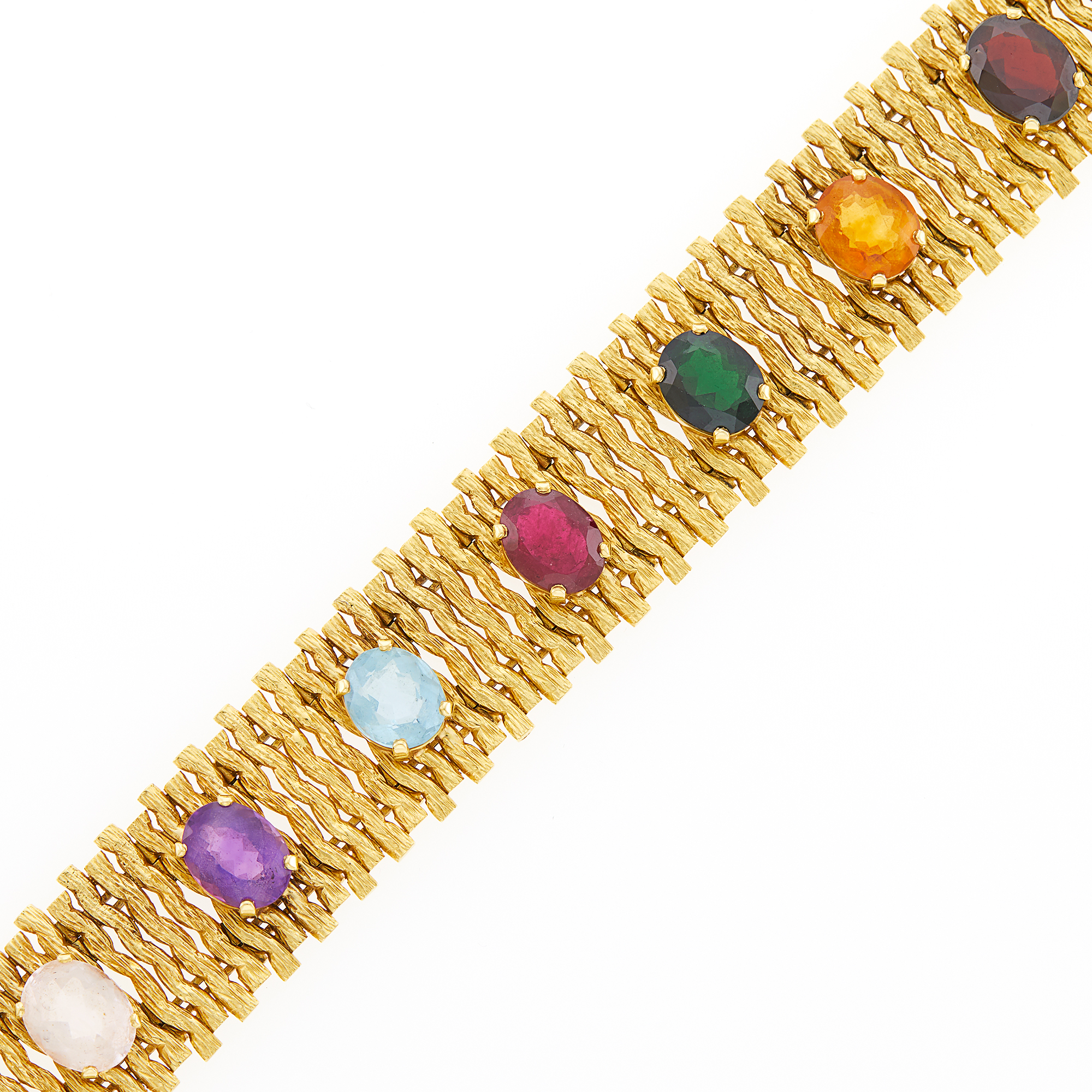 Lot image - Gold and Colored Stone Bracelet