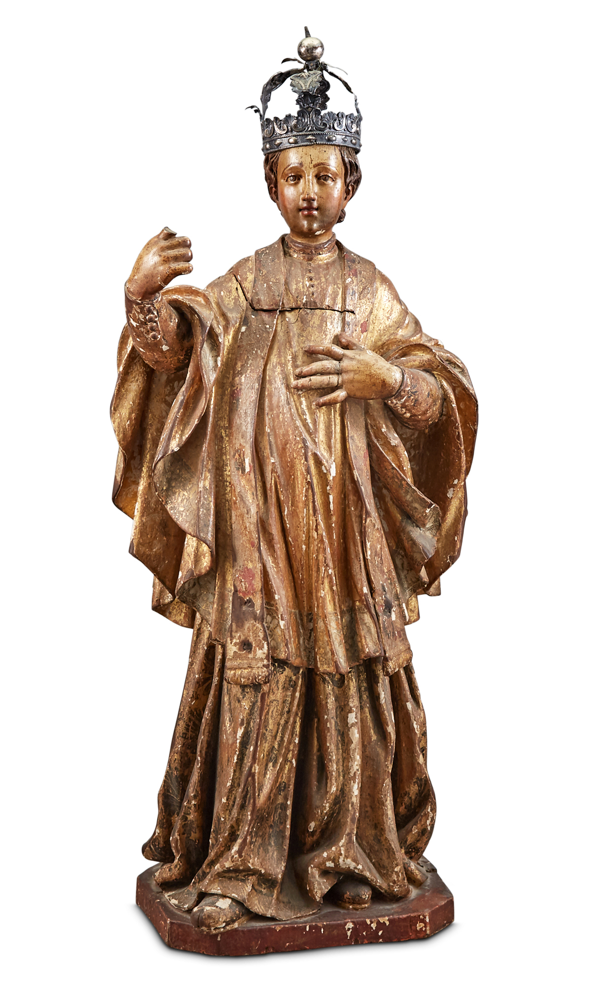 Lot image - French Polychrome and Parcel-Gilt Figure of Louis IX