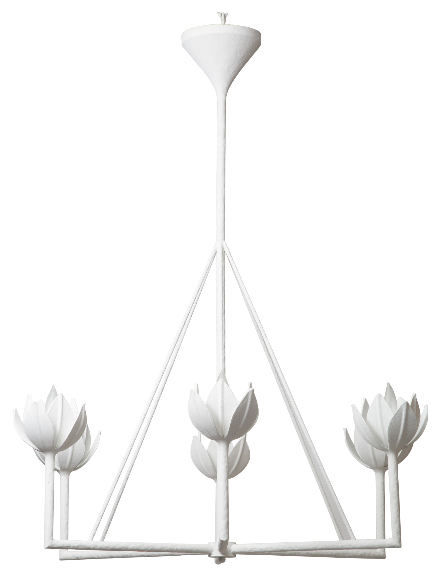 Lot image - White Painted Metal Six-Light Floral Chandelier