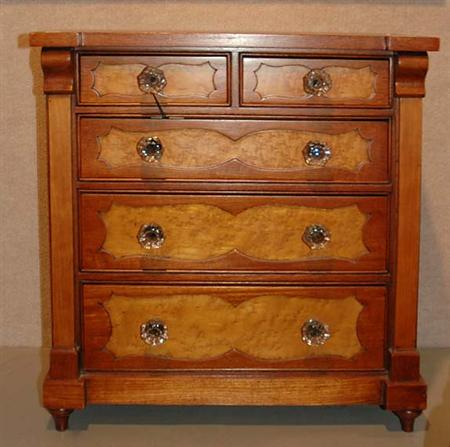 Lot image - Mahogany and Figured Maple Miniature Chest of Drawers