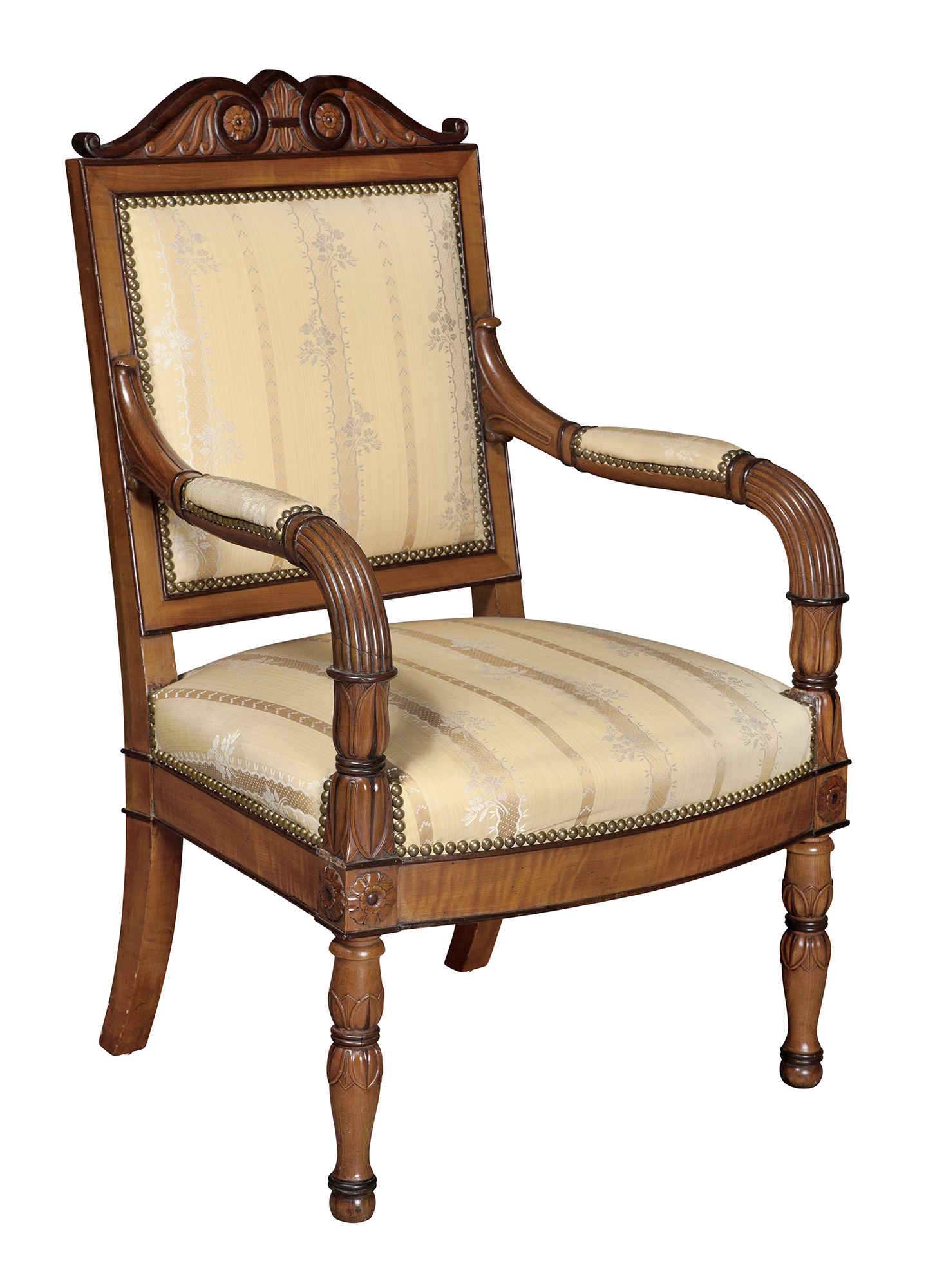 Lot image - Continental Restauration Bois Satiné and Mahogany Armchair