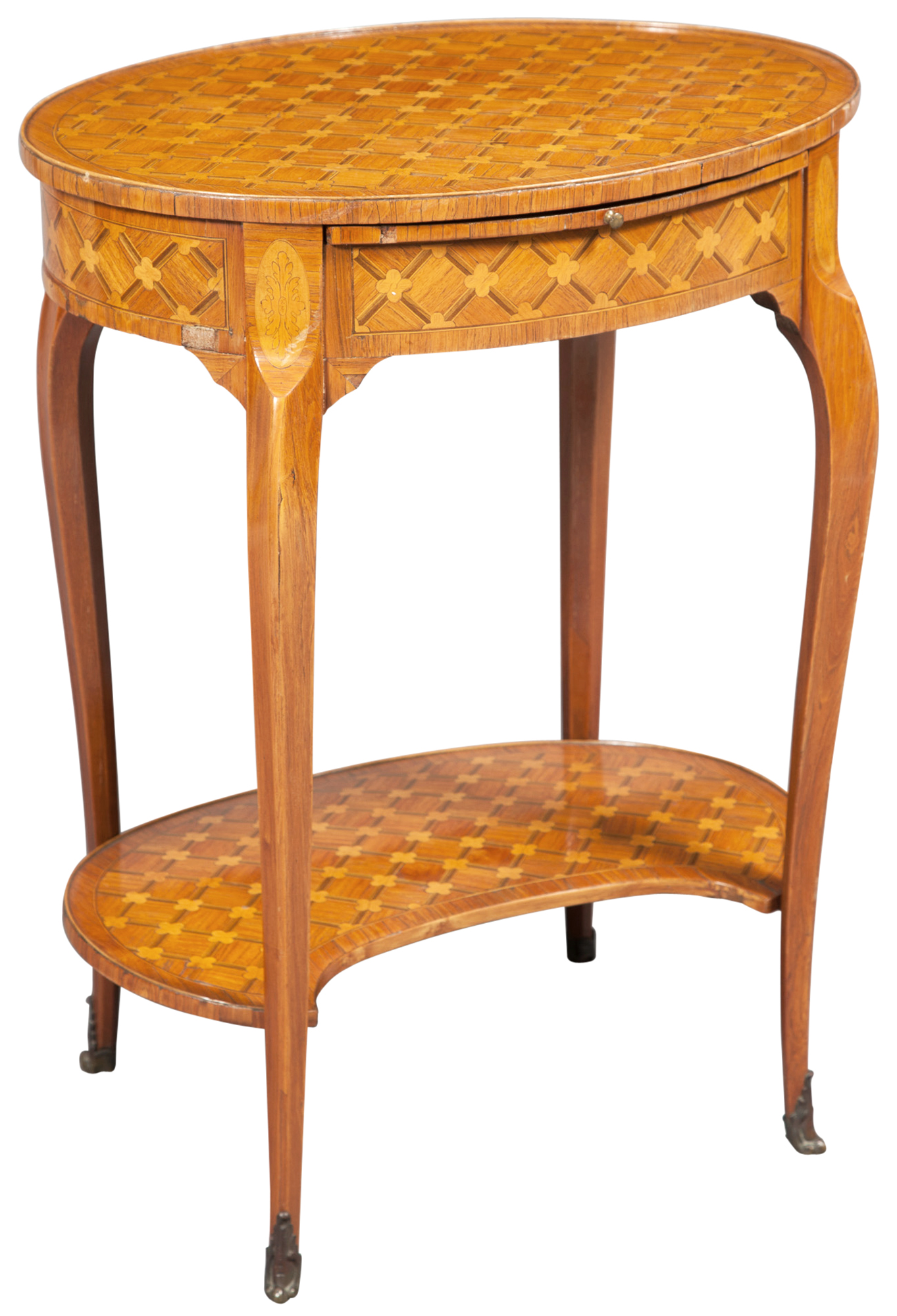 Lot image - Louis XV/XVI Style Parquetry Inlaid Occasional Table