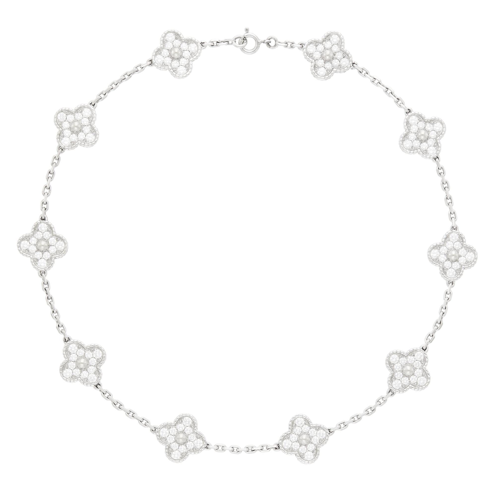 Lot image - Van Cleef & Arpels White Gold and Diamond Alhambra Necklace, France
