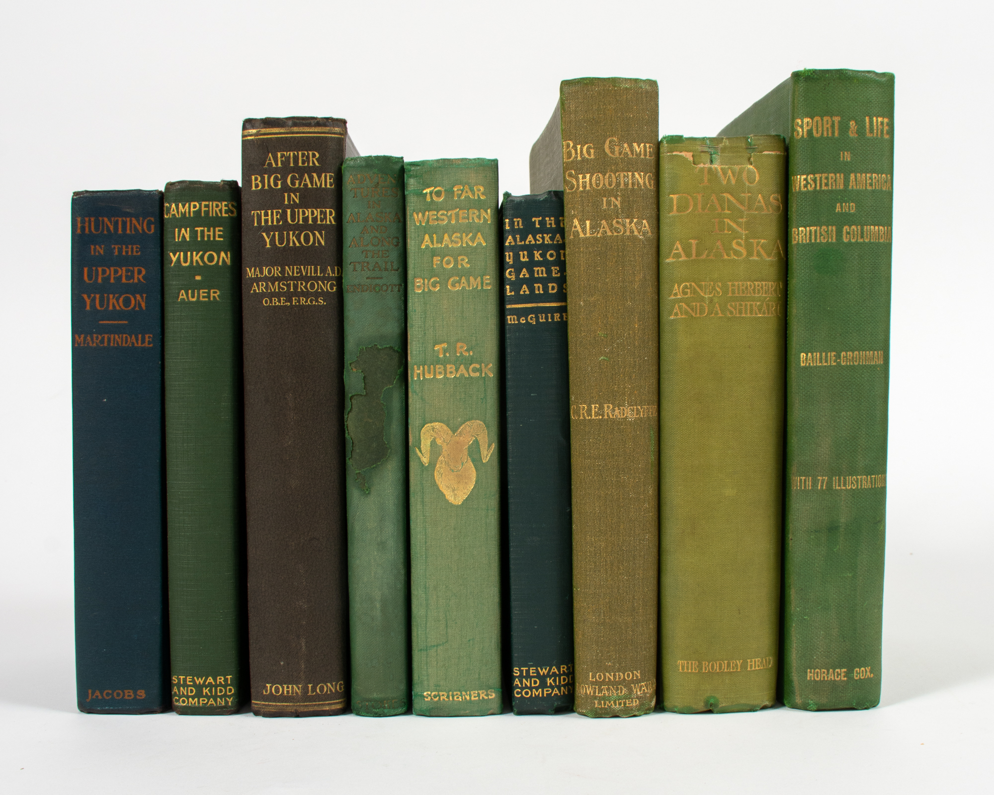 Lot image - [ALAKSA and the YUKON]  A collection of nine books about hunting in Alaska and The Yukon.