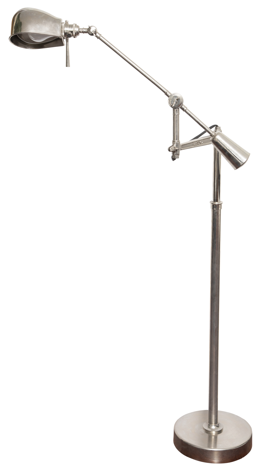 Lot image - Ralph Lauren Nickel Plated Angle-Arm Adjustable Floor Lamp