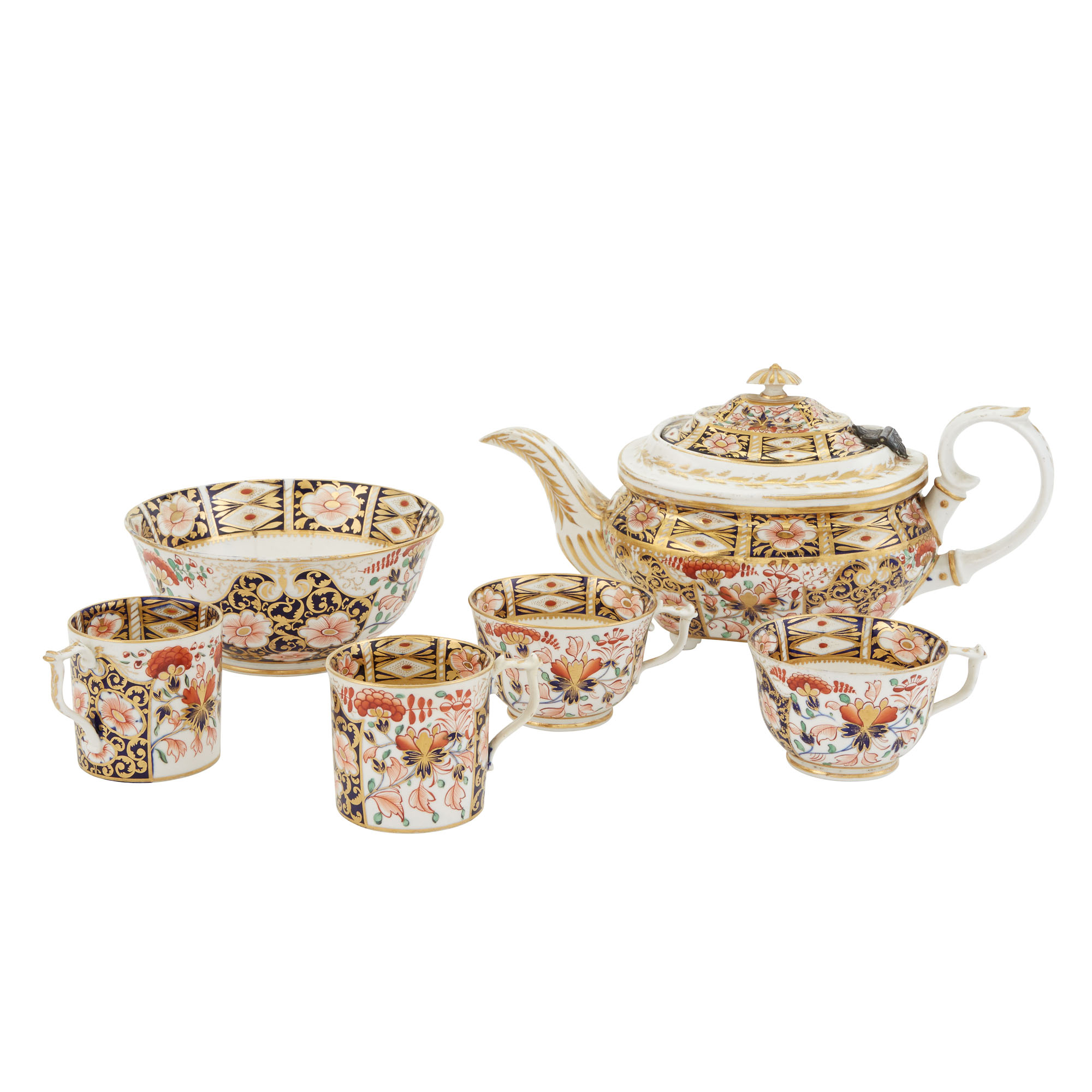 Lot image - Derby Porcelain Imari Palette Partial Tea and Coffee Service