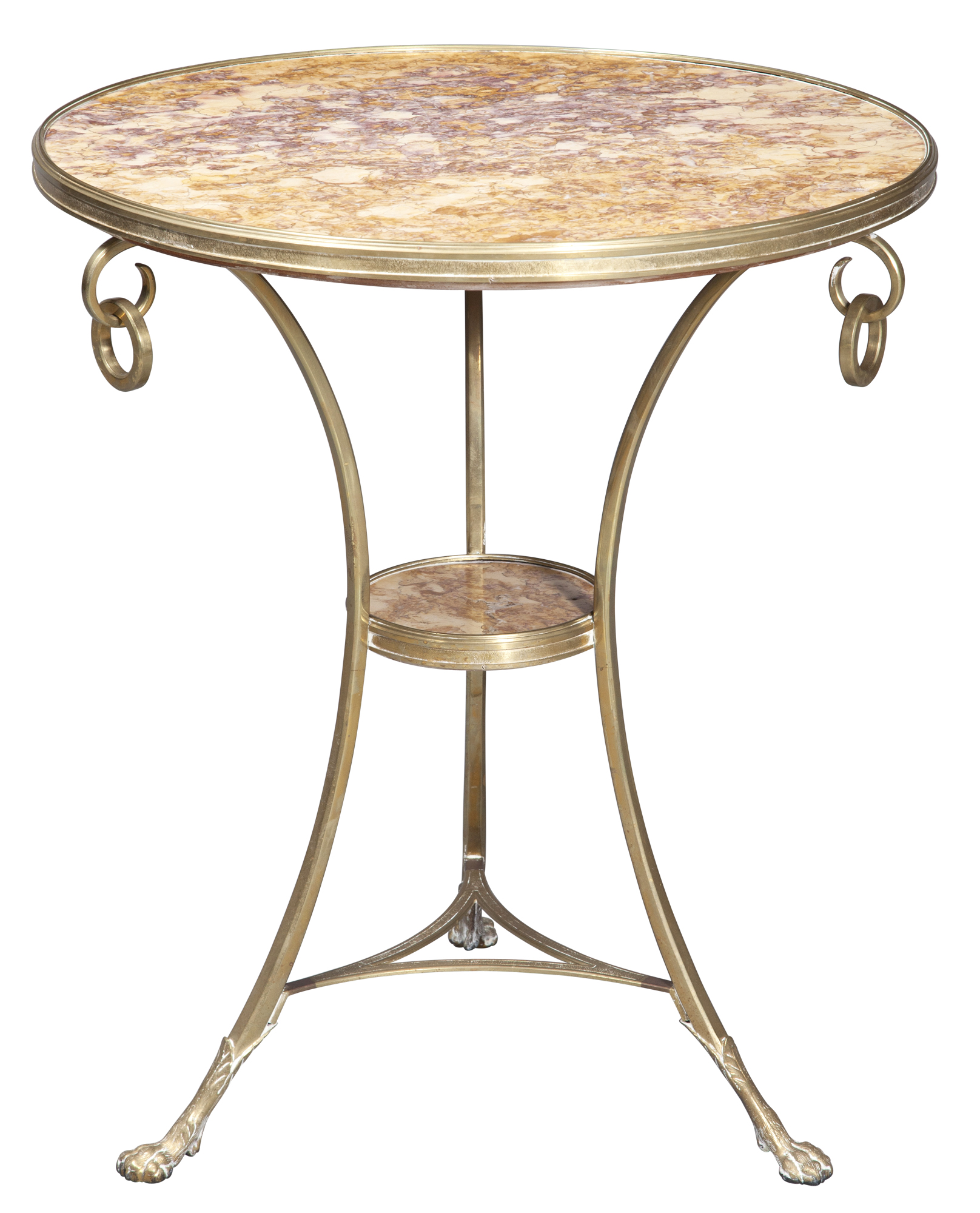 Lot image - Neoclassical Style Gilt-Metal and Marble Inset Guéridon