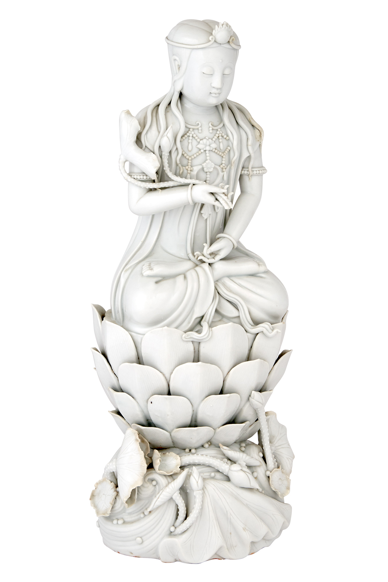 Lot image - Chinese Blanc de Chine Figure of Guanyin