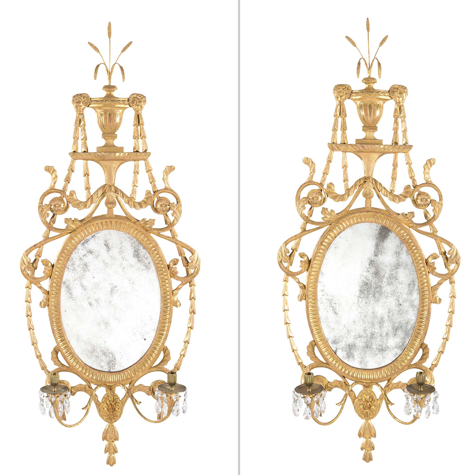 Lot image - Pair of George III Style Giltwood Girandoles