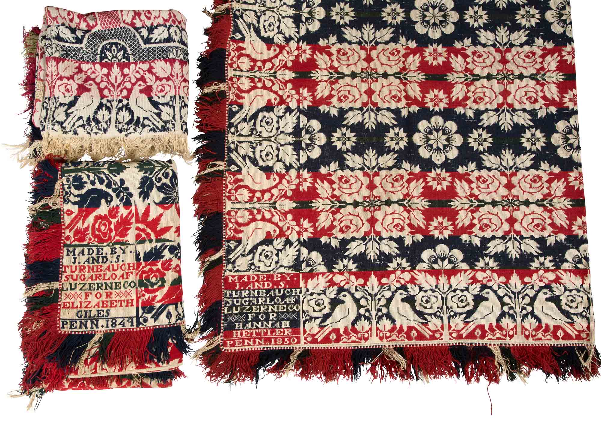 Lot image - Three Jacquard Woven Coverlets