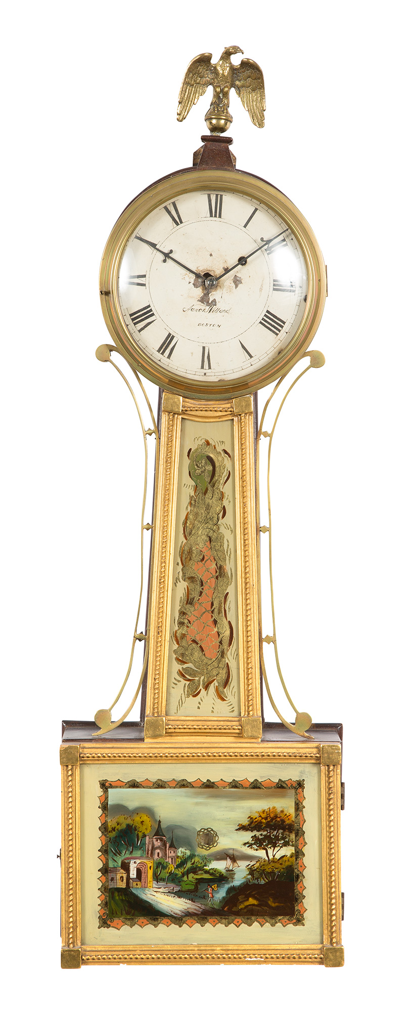 Lot image - Classical Mahogany Giltwood and Eglomise Banjo Clock