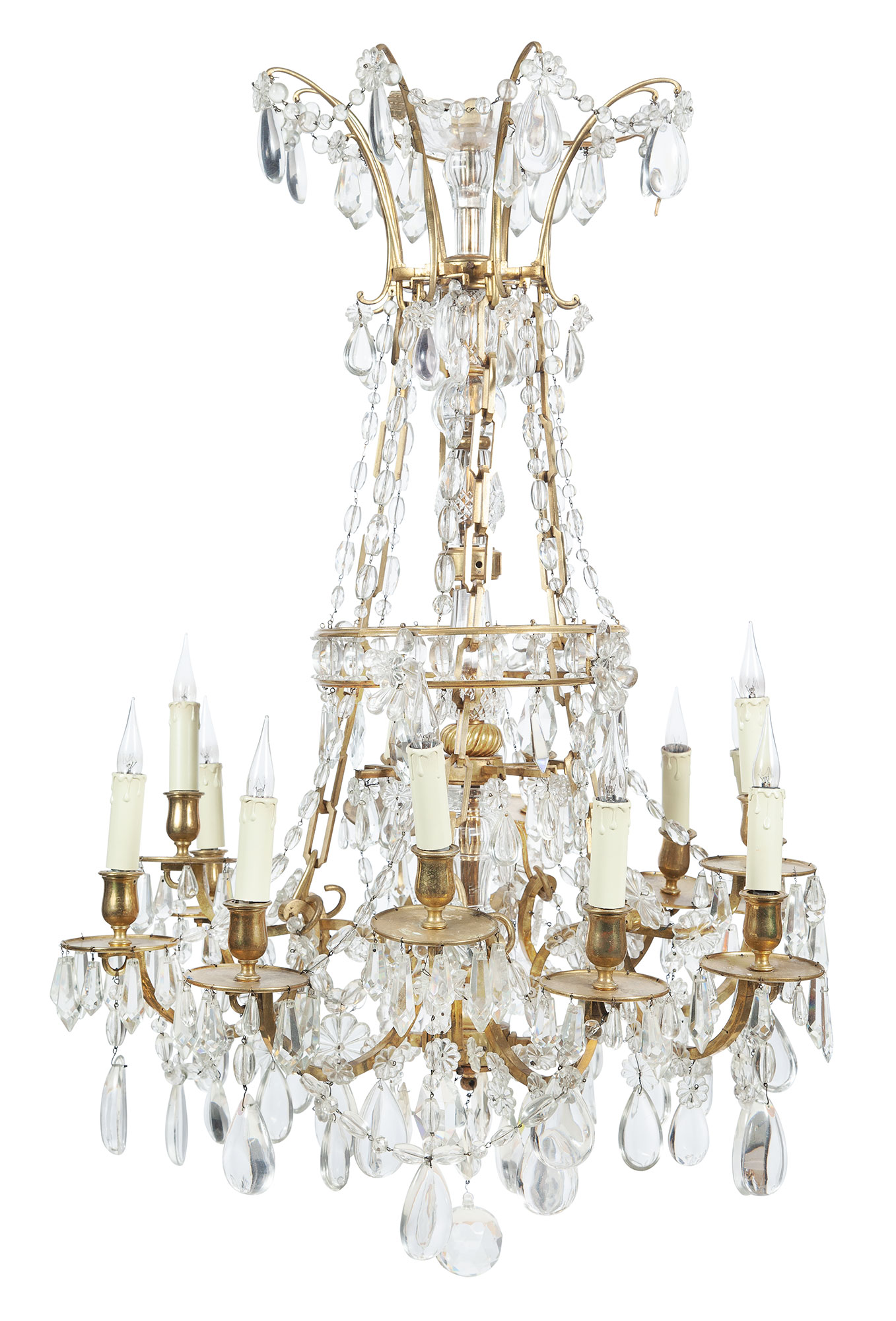 Lot image - Louis XV Style Gilt-Metal and Cut-Glass Chandelier