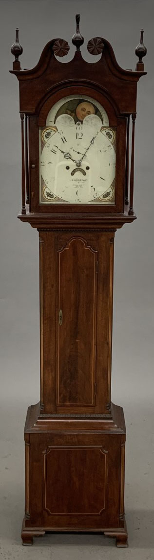 Lot image - Chippendale Inlaid Mahogany Tall-Case Clock