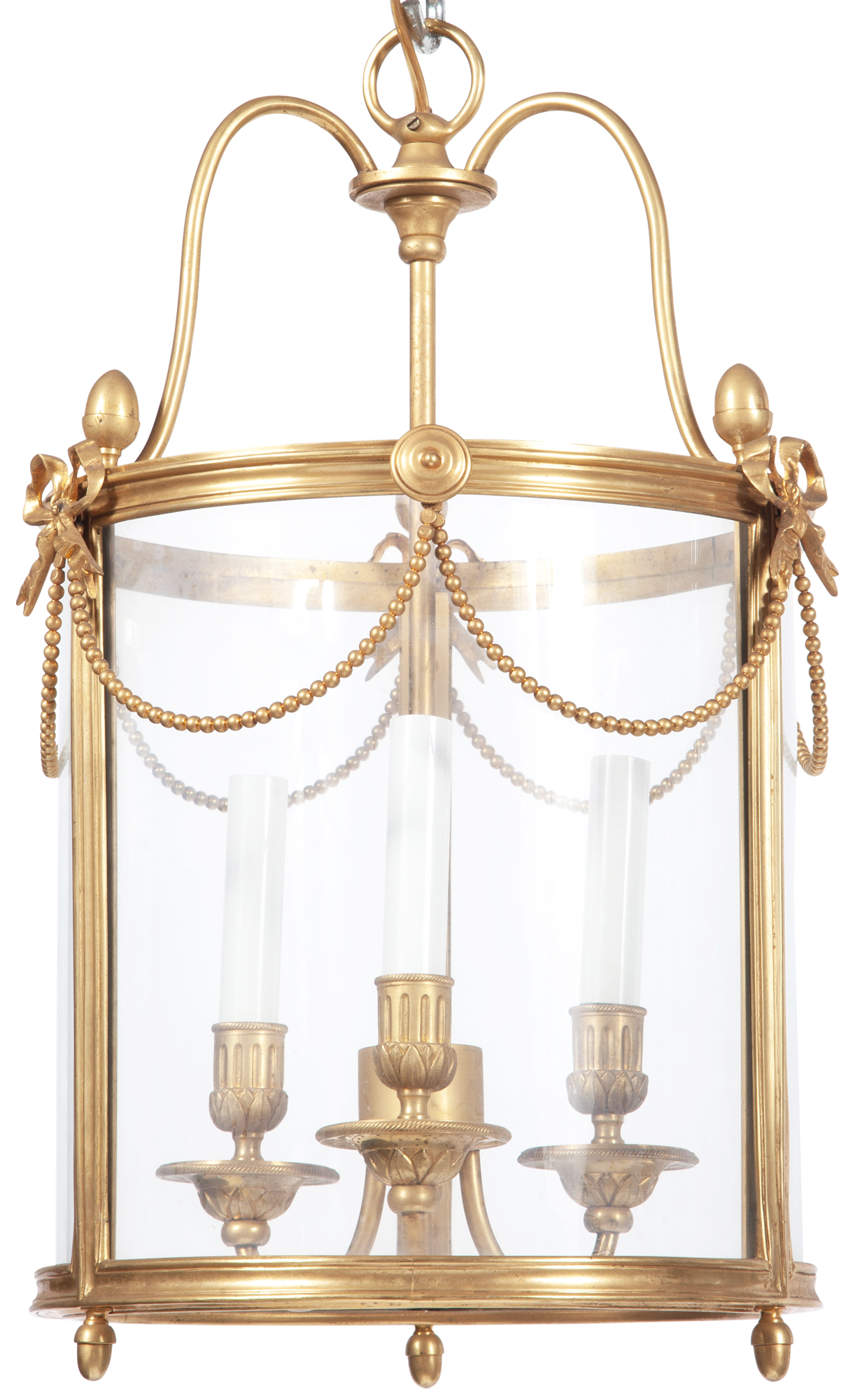 Lot image - Louis XVI Style Hall Gilt Bronze and Glass Lantern