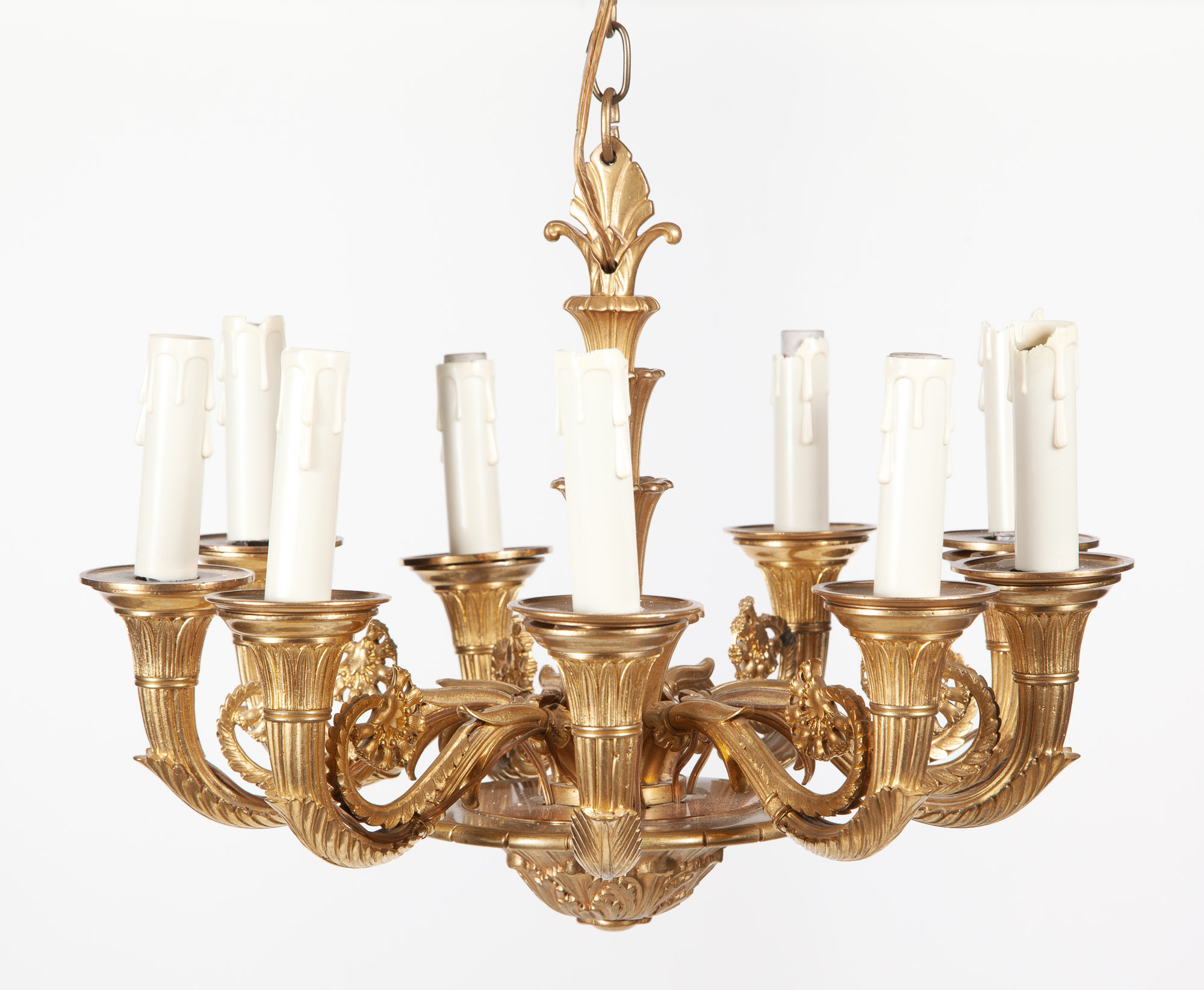 Lot image - Empire Style Ormolu Eight-Light Chandelier